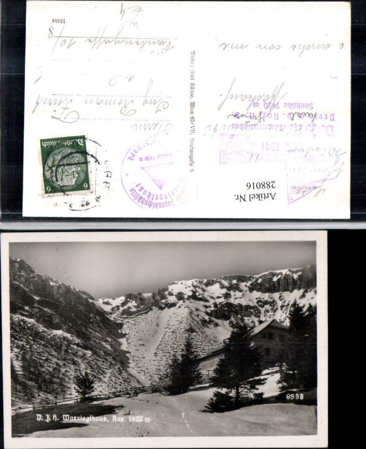 288016,Rax Waxriegelhaus Berghütte Bergkulisse b. Prein Winterbild