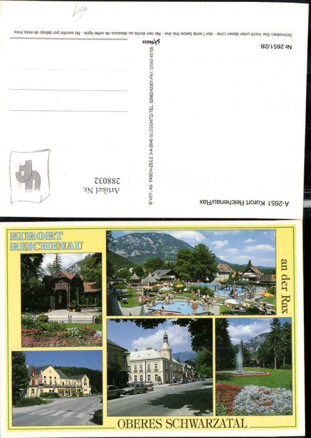 288032,Reichenau an d. Rax Freibad Springbrunnen Straßenansicht Mehrbildkarte