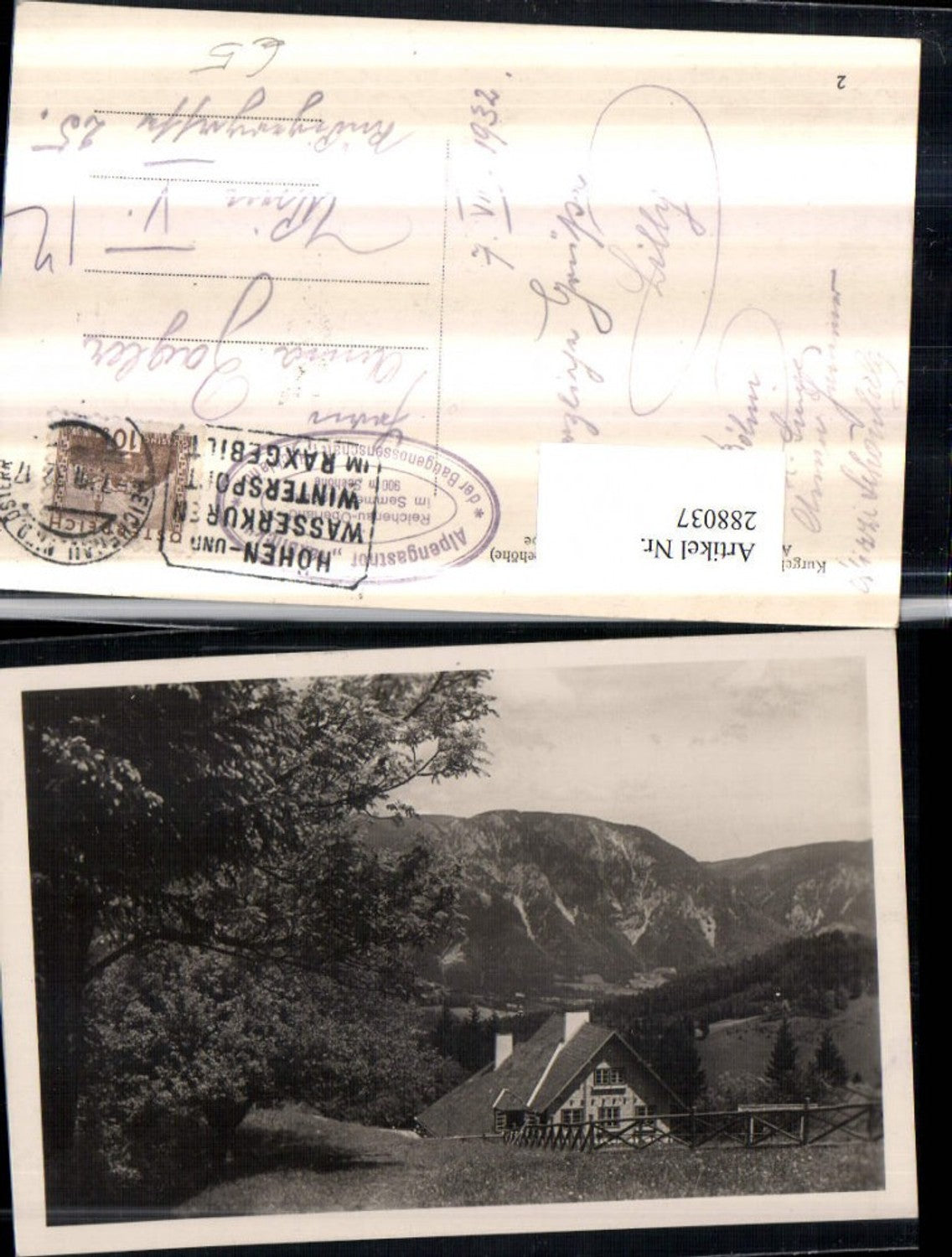 288037,Reichenau Oberland Alpengasthof Raxblick m. Raxalpe
