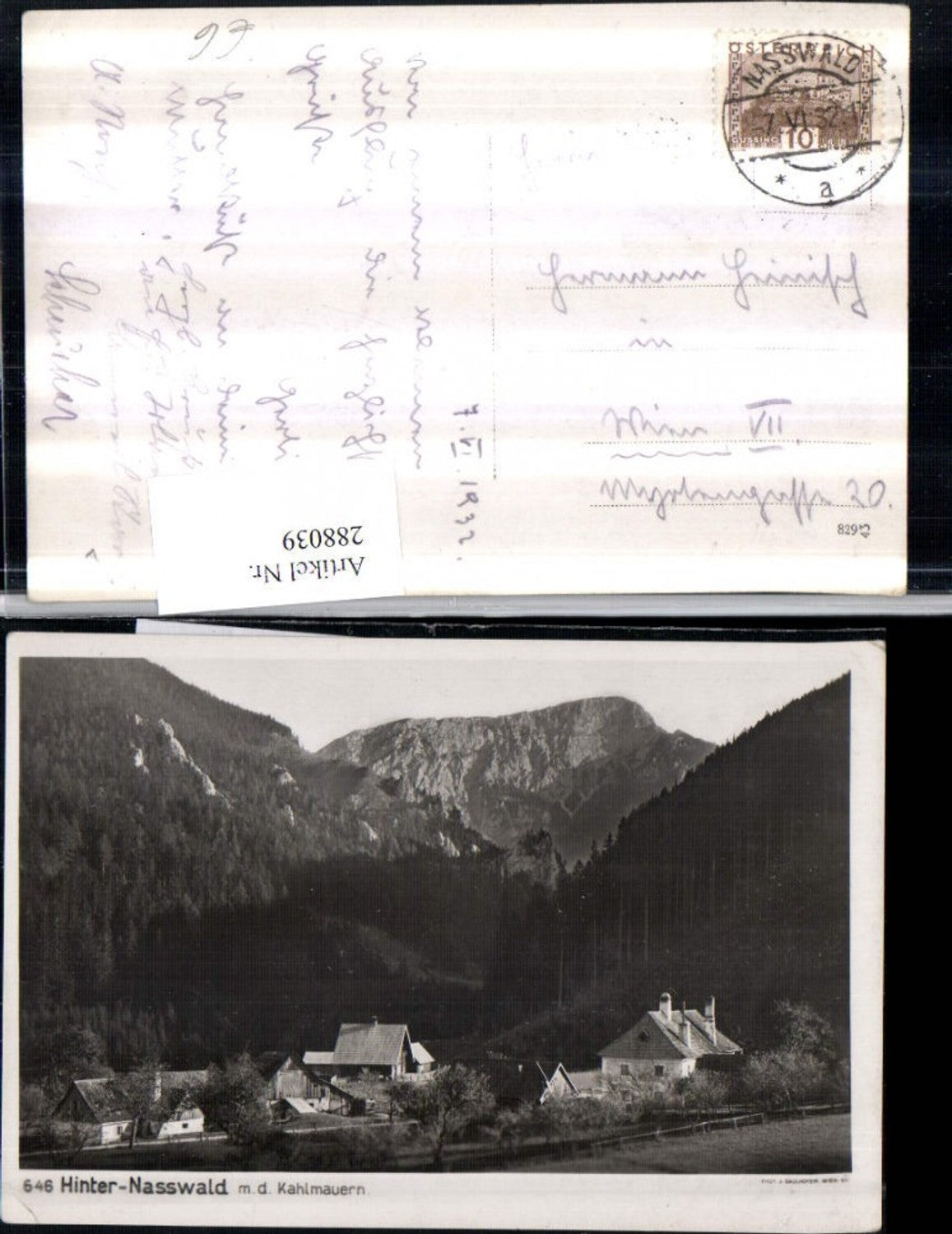 288039,Hinter-Nasswald m. d. Kahlmauern b. Schwarzau im Gebirge