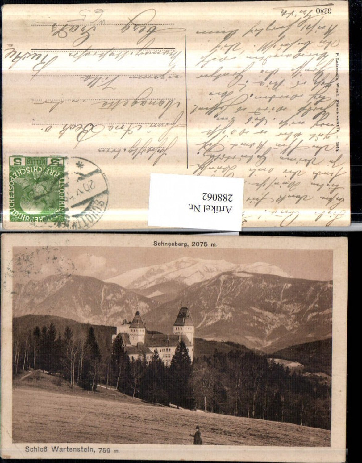 288062,Schloss Wartenstein b. Gloggnitz m. Schneeberg Bergkulisse