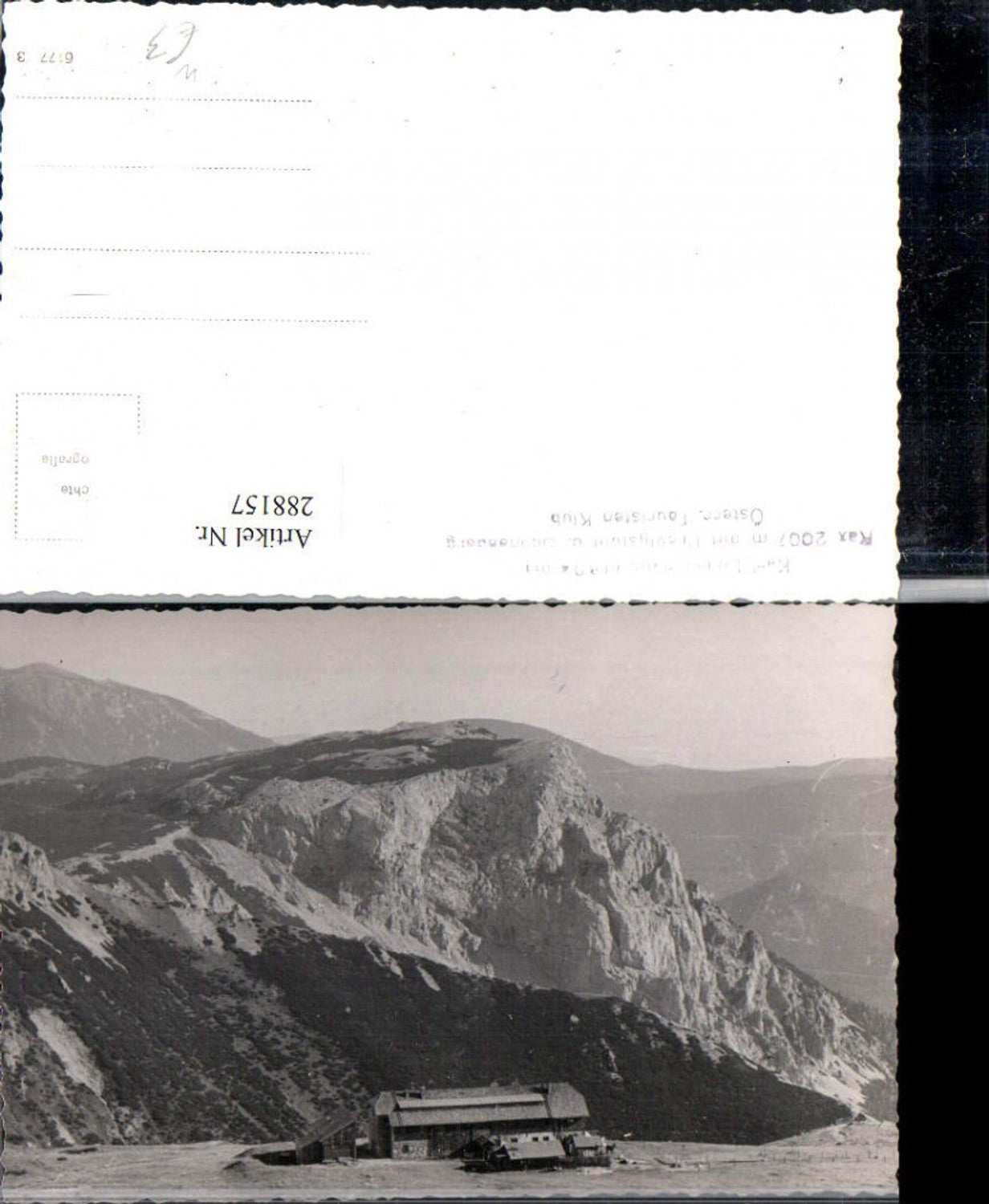 288157,Karl Ludwig-Haus auf d. Rax m. Predigstuhl u. Schneeberg Bergkulisse b. Prein