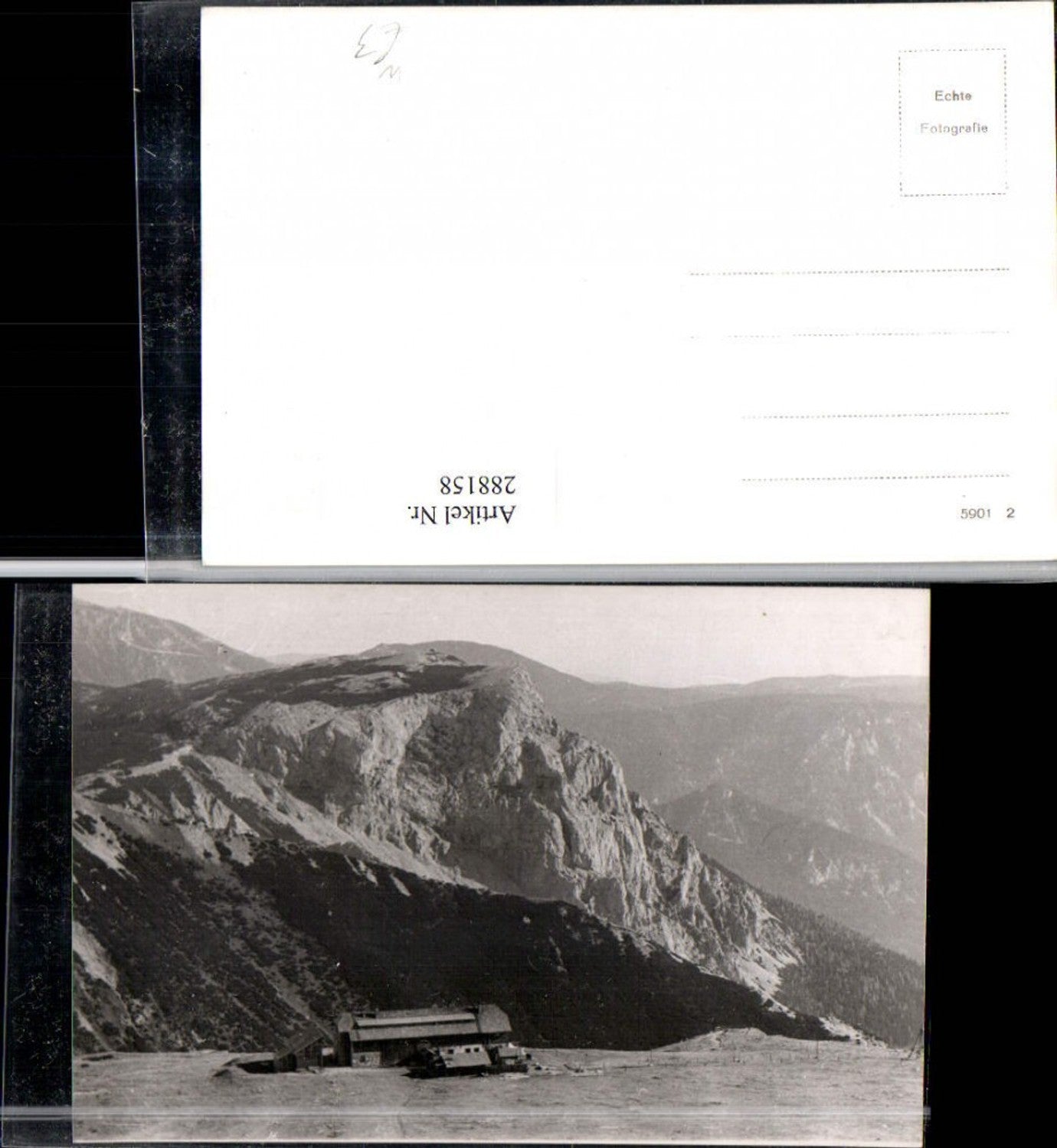 288158,Karl Ludwig-Haus auf d. Rax m. Predigstuhl u. Schneeberg Bergkulisse b. Prein