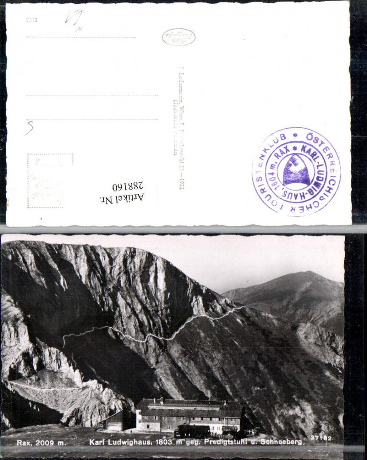 288160,Karl Ludwig-Haus auf d. Rax m. Predigstuhl u. Schneeberg Bergkulisse b. Prein