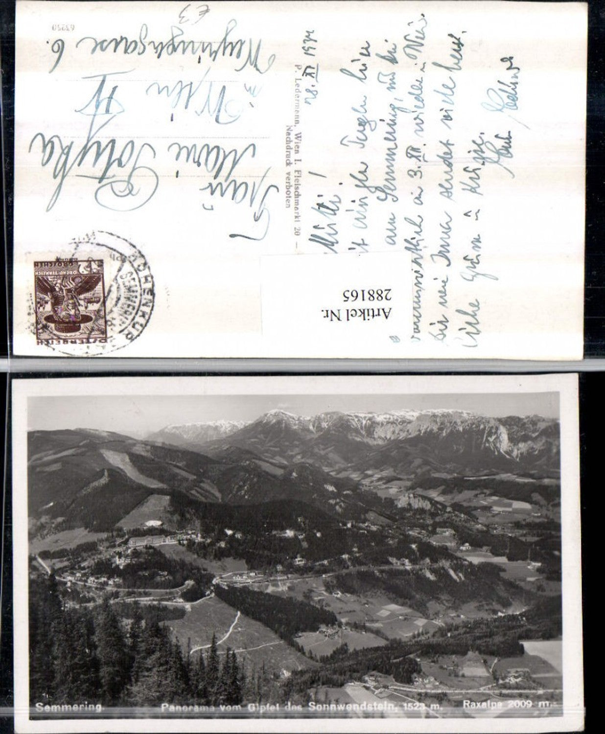 288165,Semmering Totale Panorama vom Gipfel des Sonnwendstein geg. Raxalpe Bergkulisse