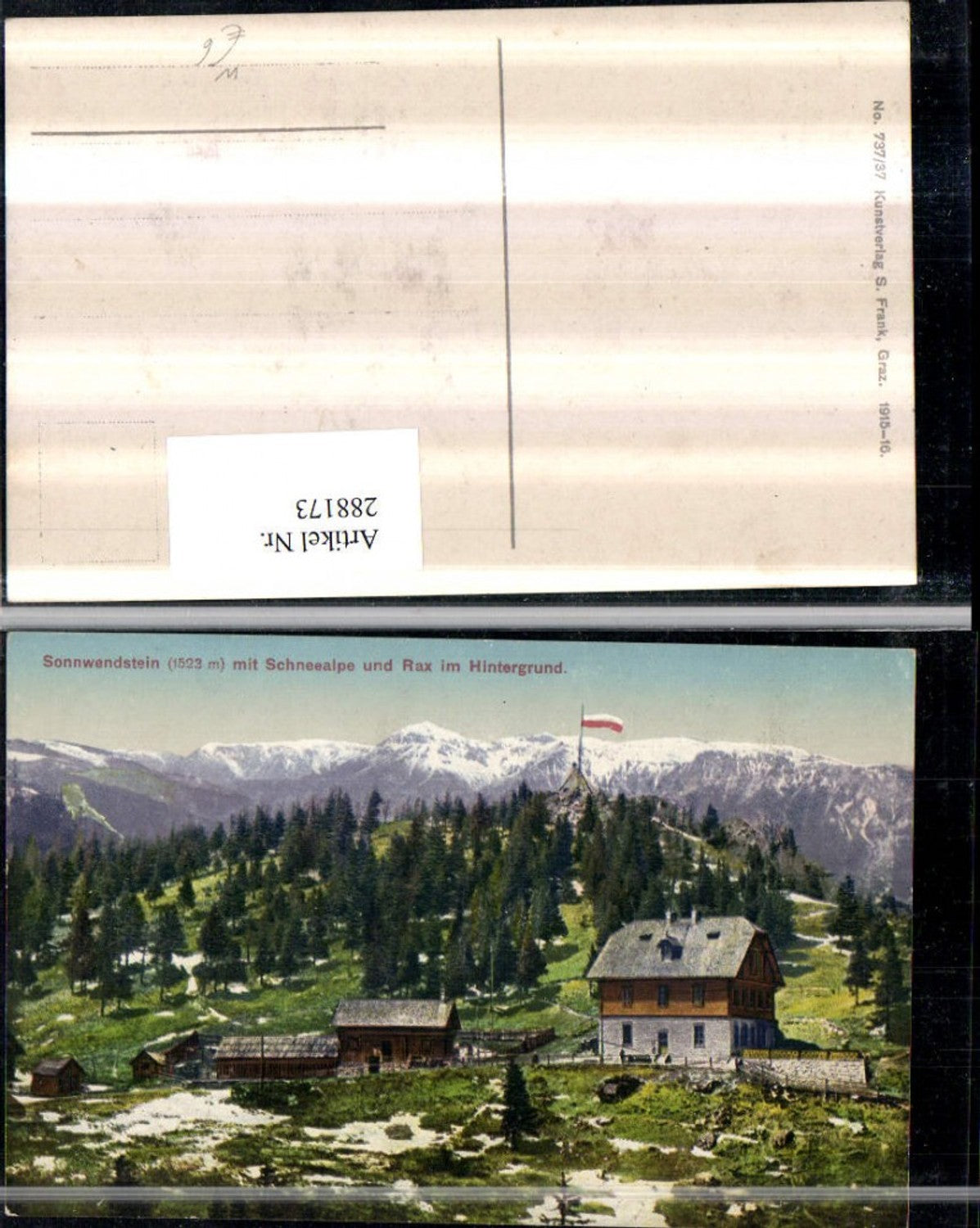 288173,Sonnwendstein Berghütte m. Schneealpe u. Rax Bergkulisse b. Semmering