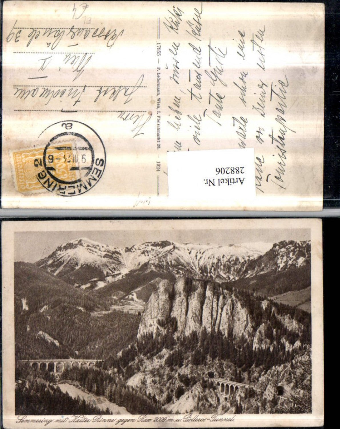 288206,Semmering Semmeringbahn Kalte Rinne Viadukt geg. Rax u. Polleros-Tunnel Bergkulisse