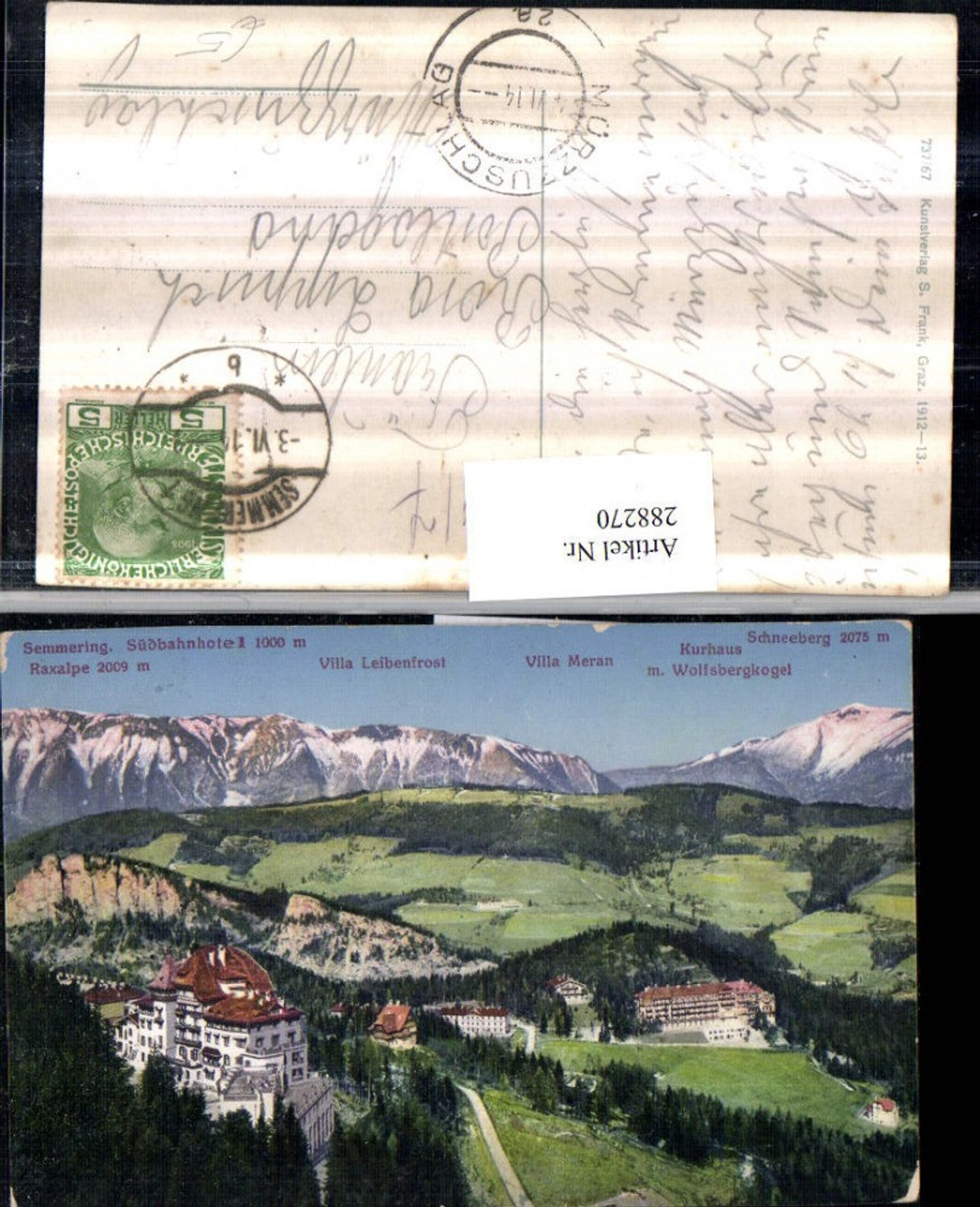 288270,Semmering Südbahnhotel Villen Kurhaus m. Raxalpe u. Schneeberg Bergkulisse