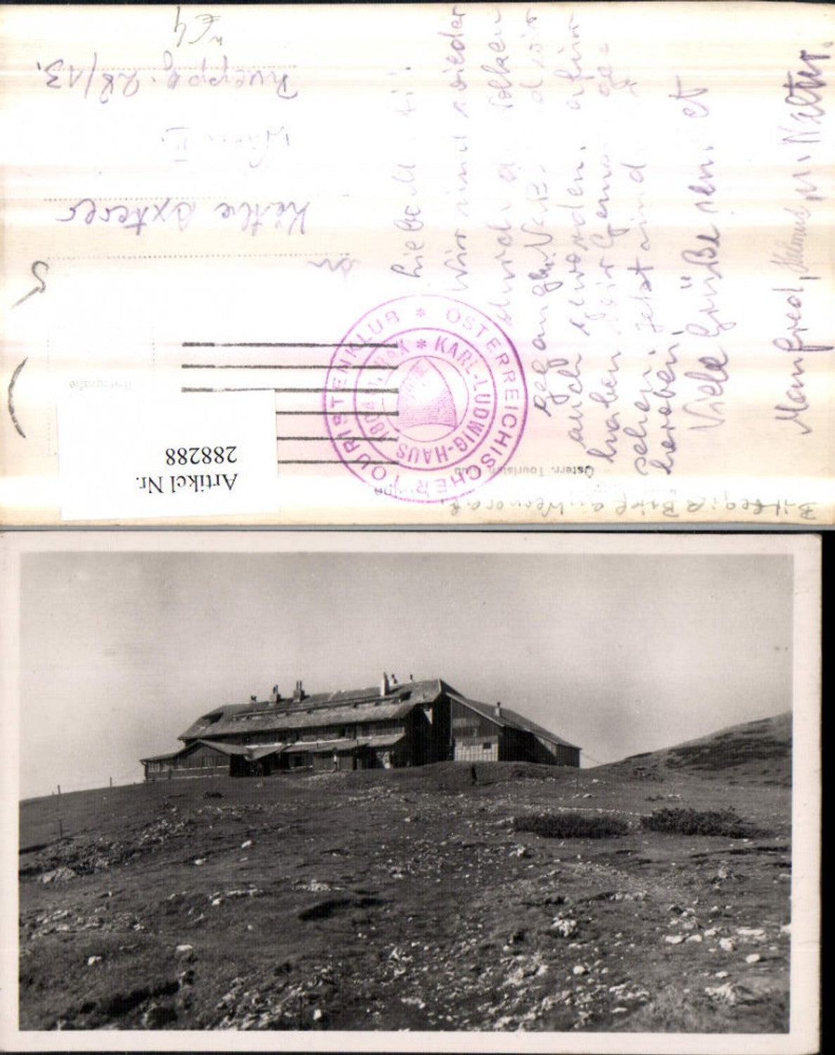 288288,Karl Ludwig-Haus Berghütte auf d. Rax b. Prein