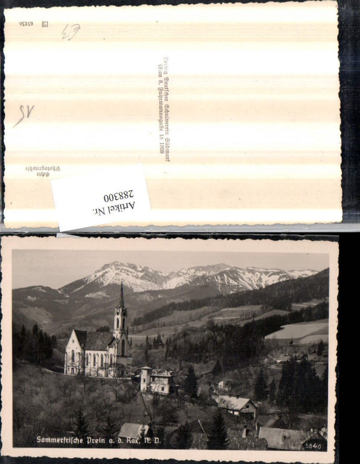 288300,Prein an d. Rax Teilansicht Kirche Bergkulisse