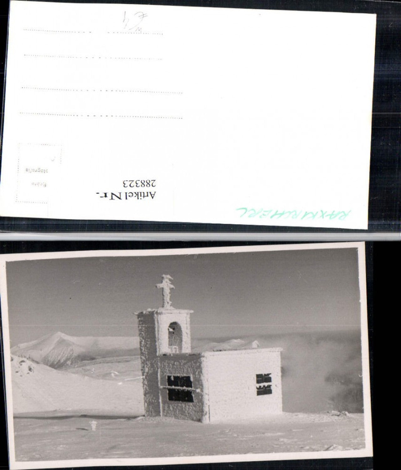 288323,Foto AK Raxkircherl Kirche Bergkulisse Winterbild b. Reichenau