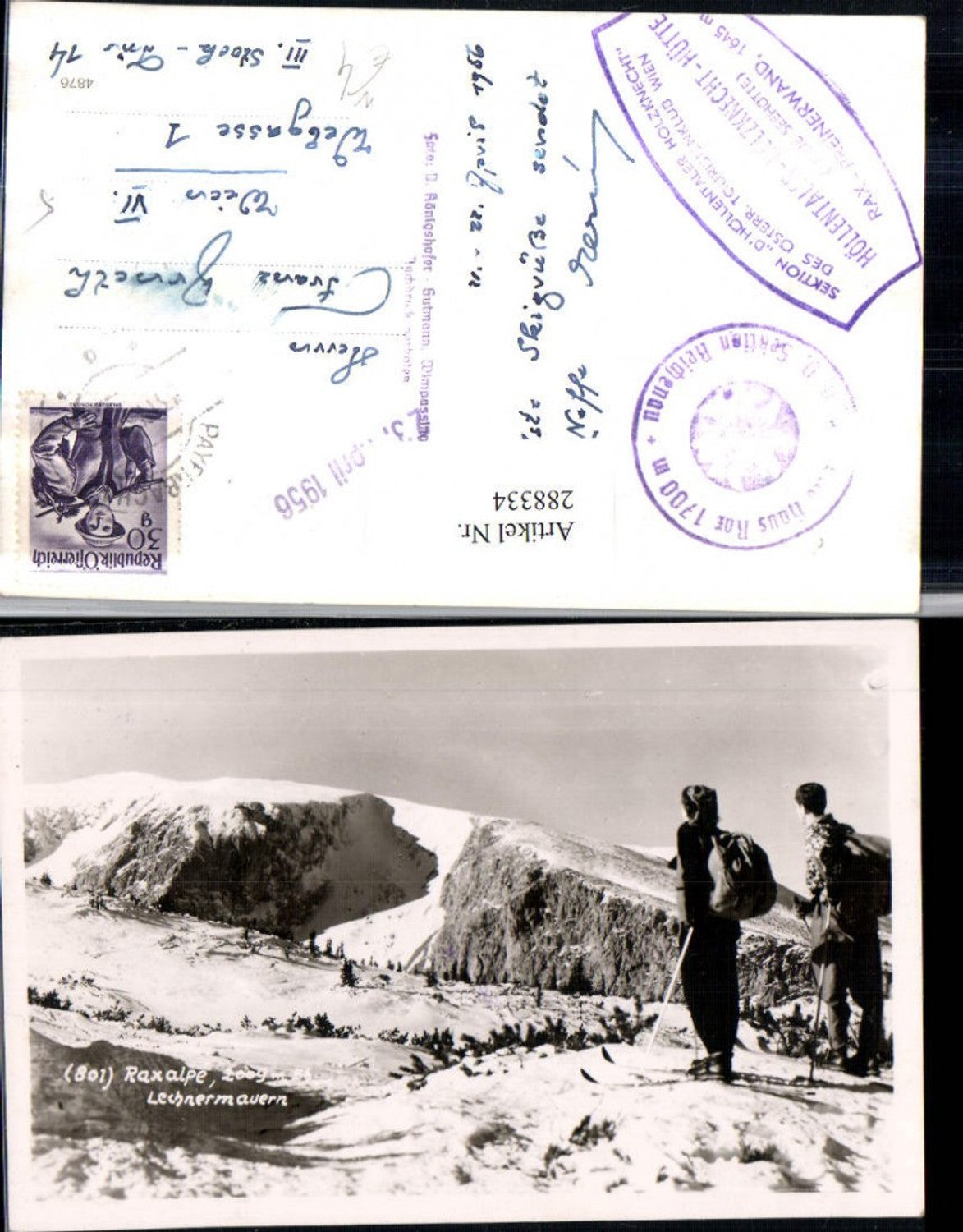 288334,Raxalpe Lechnermauern Tourengänger Bergkulisse Winterbild b. Reichenau