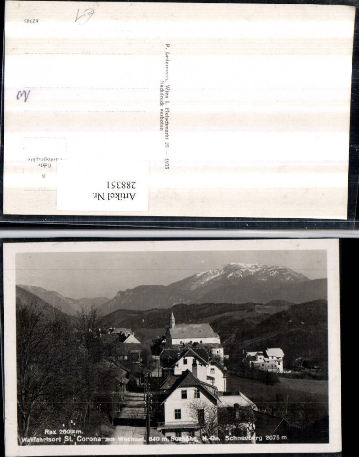 288351,Rax St. Corona am Wechsel Totale m. Schneeberg Bergkulisse
