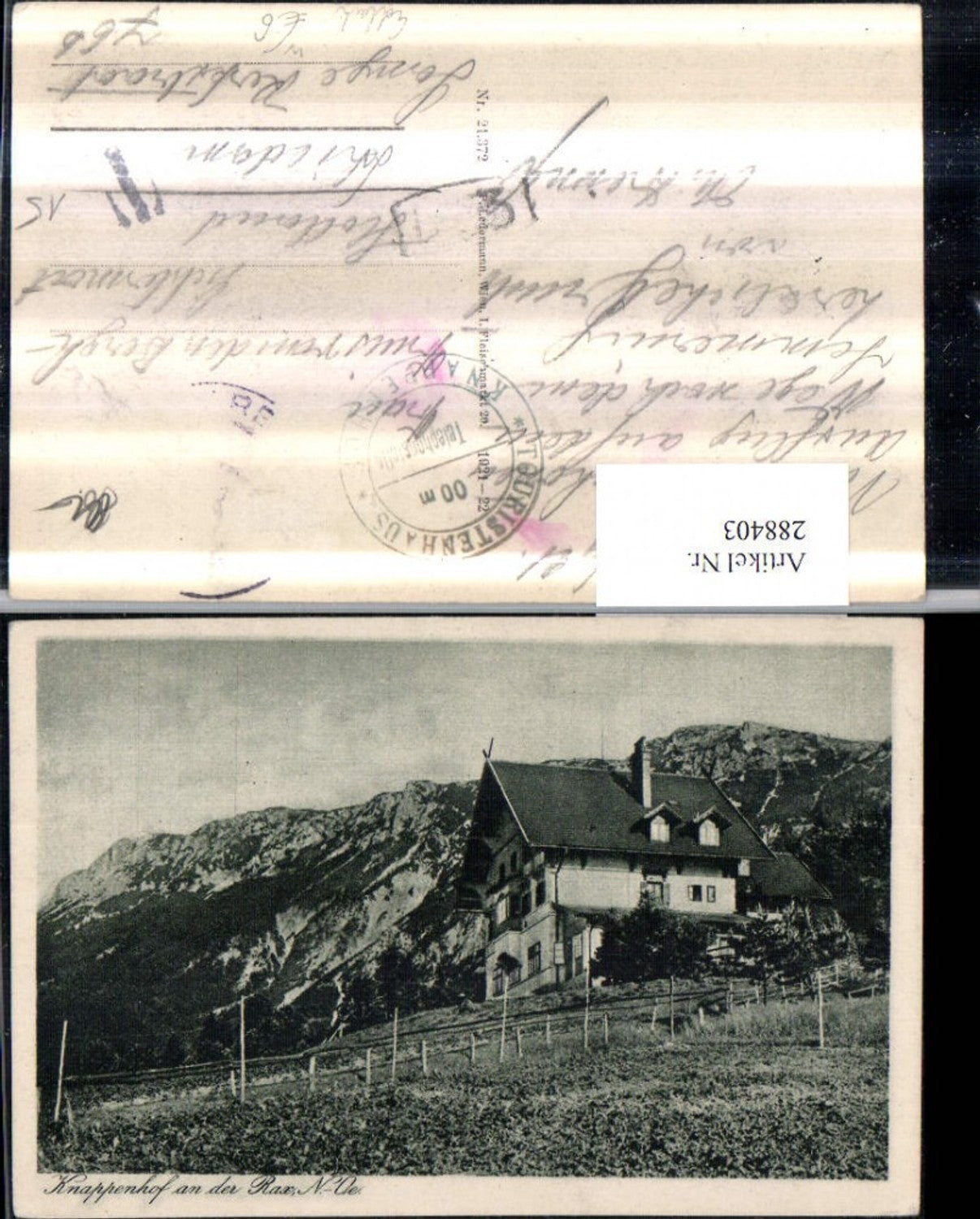 288403,Raxalpe Alpenhotel Knappenhof an d. Rax b. Edlach Bergkulisse