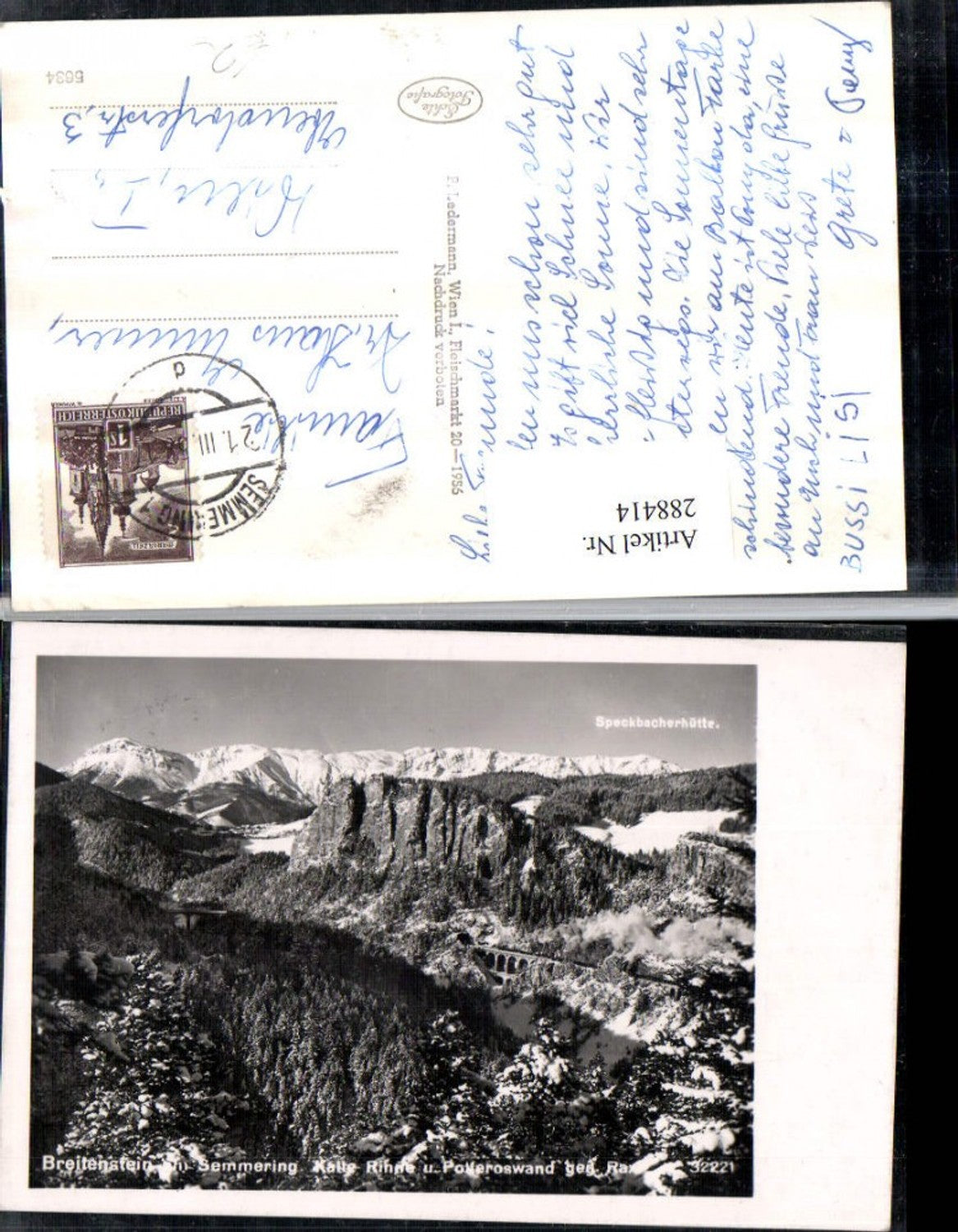 288414,Breitenstein m. Semmering Viadukt Kalte Rinne u. Polleroswand geg. Rax Bergkulisse Winterbild