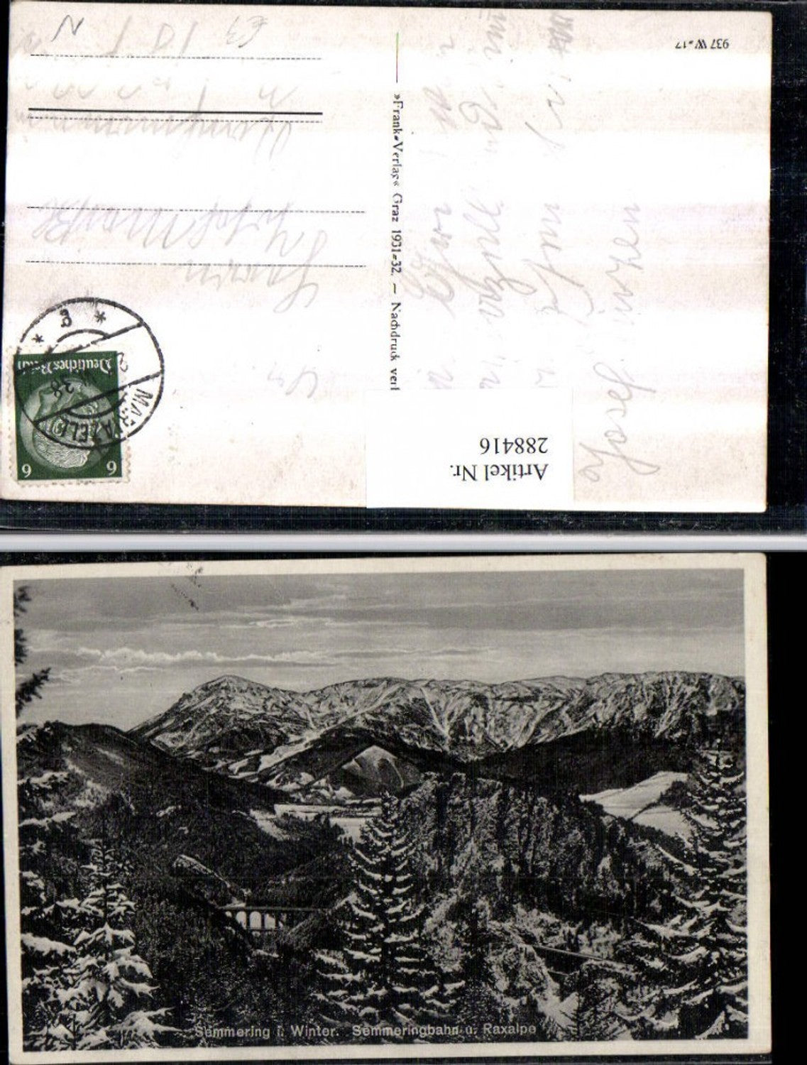 288416,Semmering Semmeringbahn Viadukt geg. Raxalpe Bergkulisse Winterbild