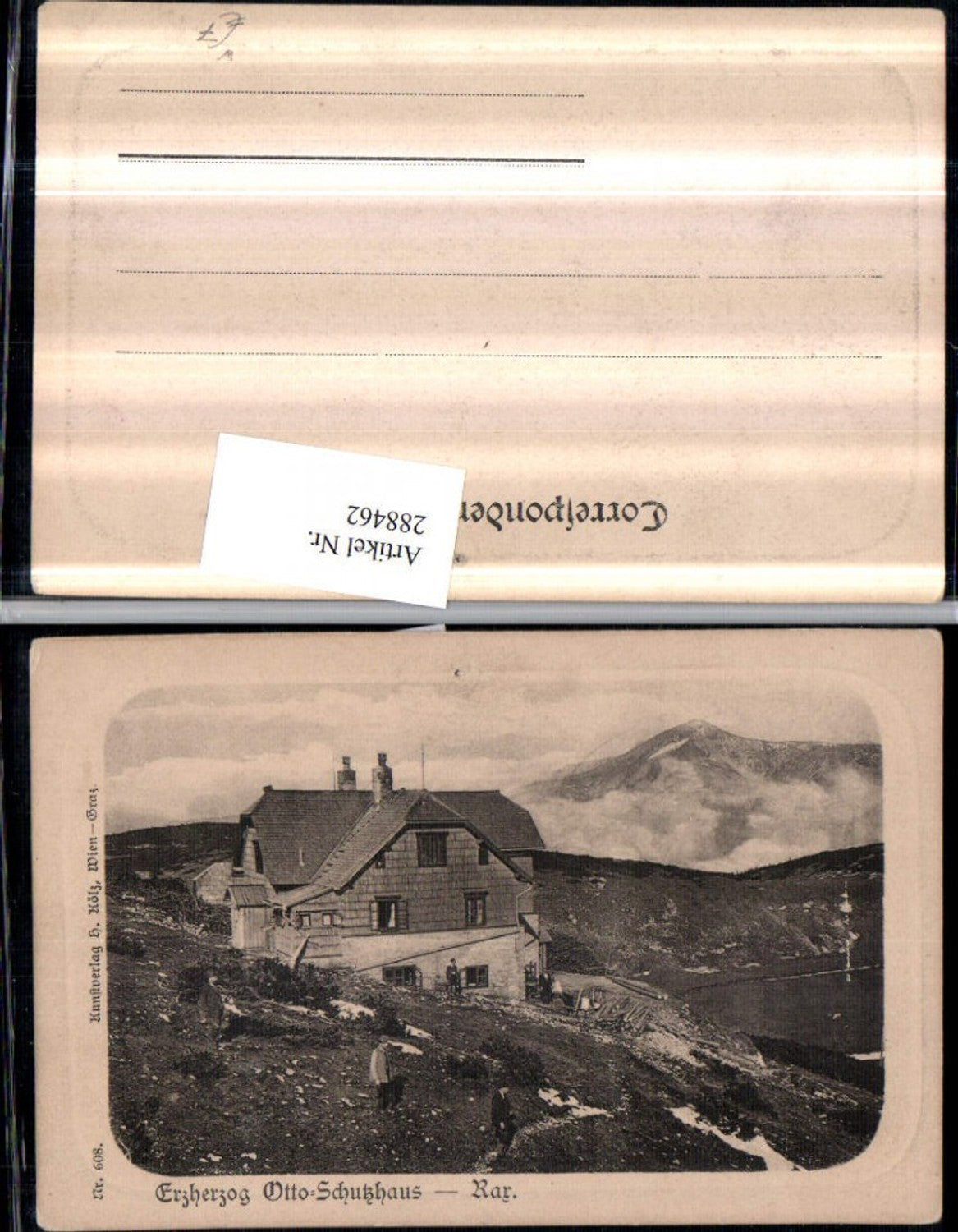 288462,Präge AK Erzherzog Otto-Schutzhaus Berghütte auf d. Rax Bergkulisse b. Reichenau