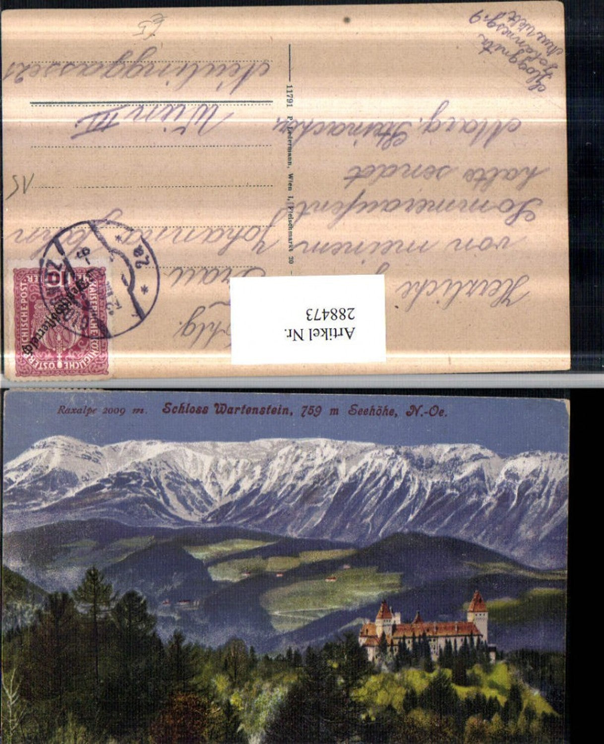288473,Schloss Wartenstein b. Gloggnitz geg. Raxalpe Bergkulisse