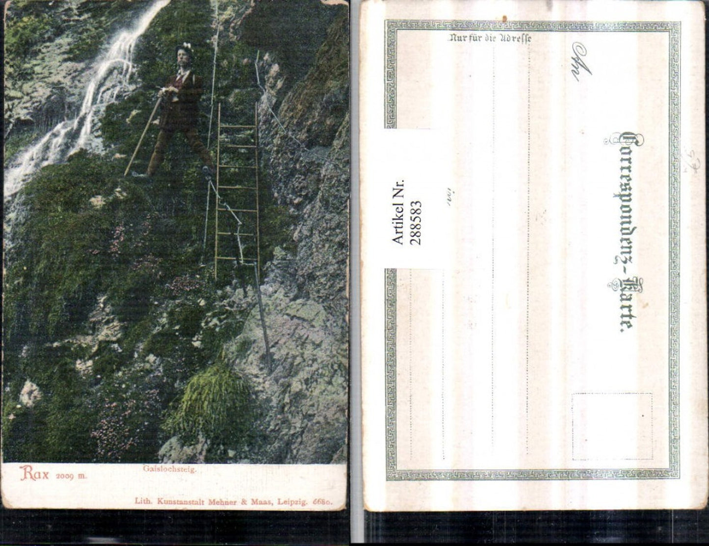 288583,Rax Gaislochsteig b. Reichenau Bergsteiger Leiter Wasserfall