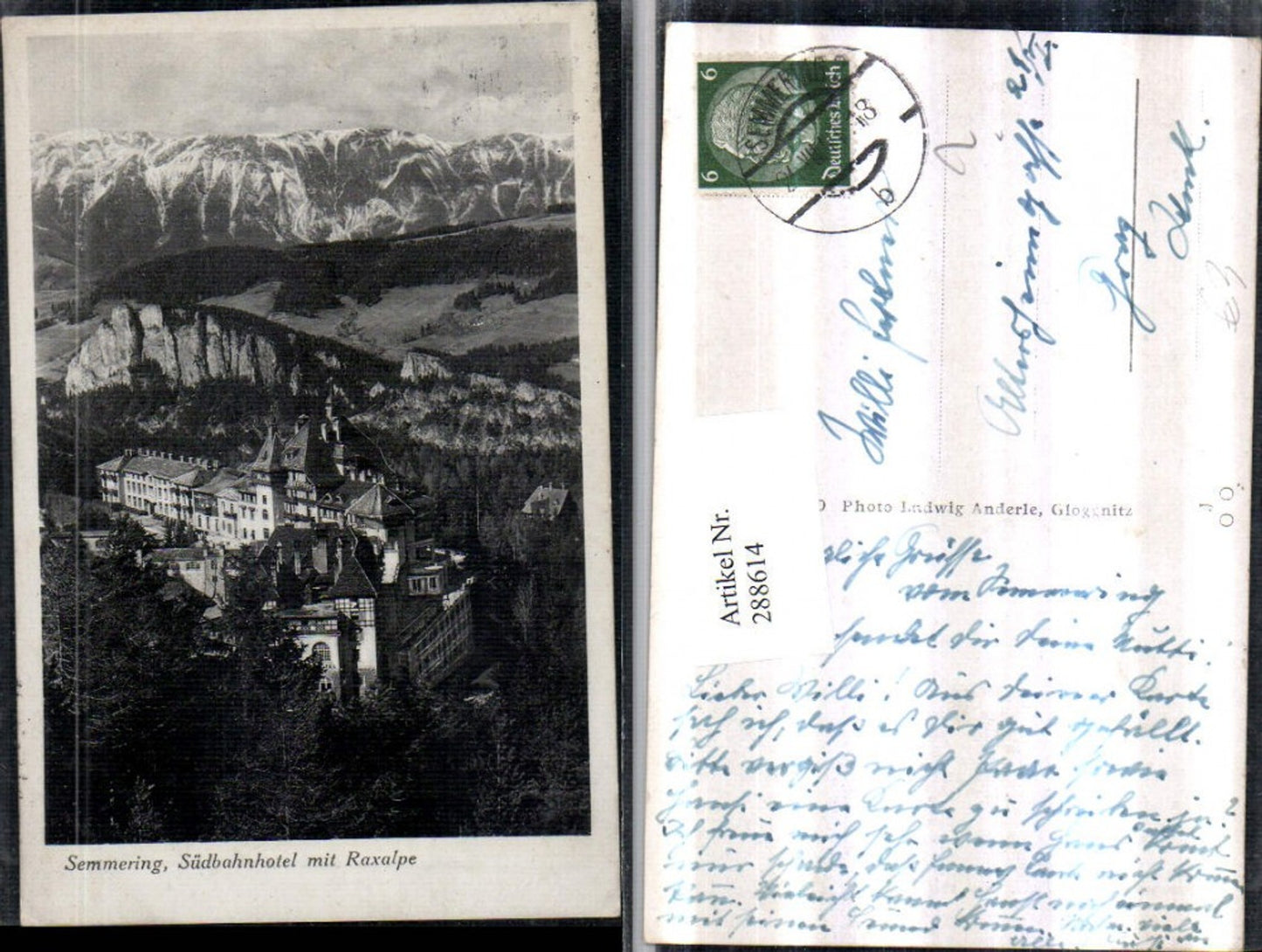 288614,Semmering Südbahnhotel m. Raxalpe Bergkulisse