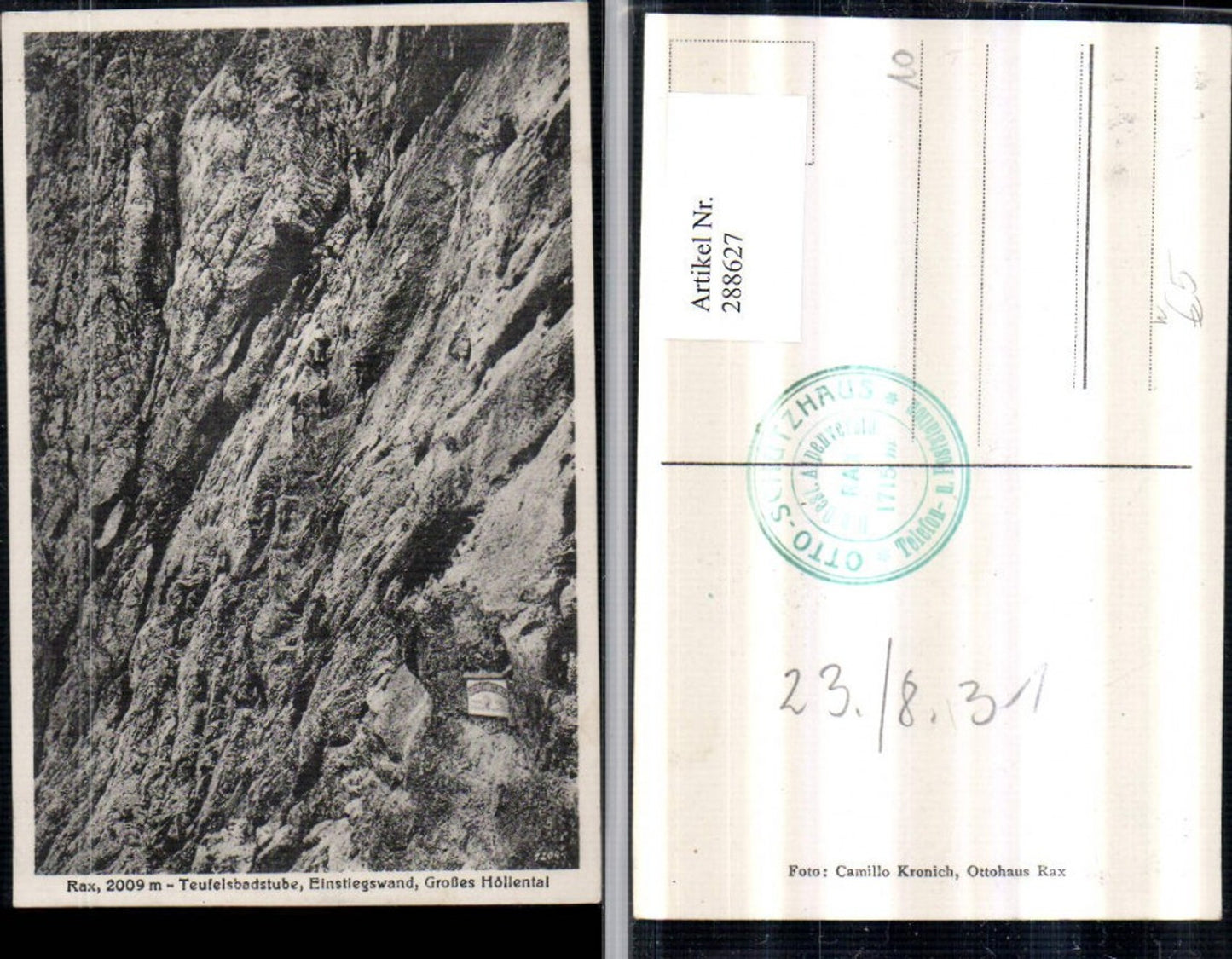 288627,Rax Teufelsbadstube Einstiegswand Großes Höllental b. Reichenau