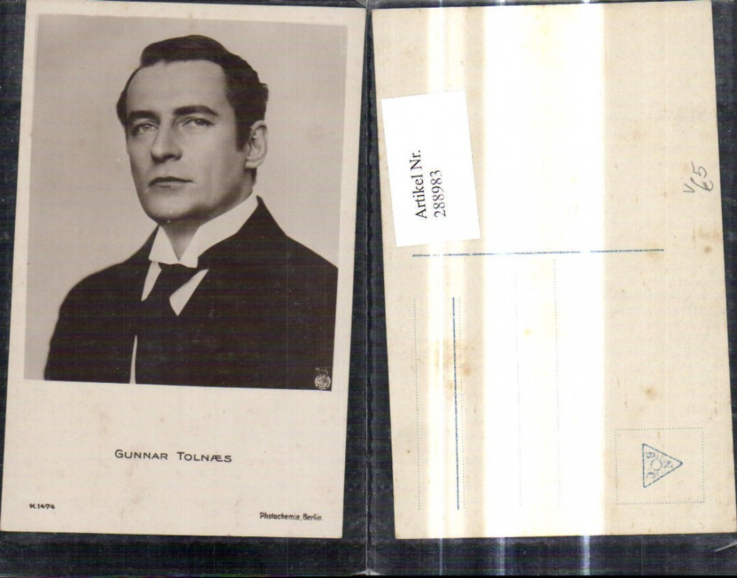288983,Schauspieler Gunnar Tolnaes pub Photochromie Berlin K 1474