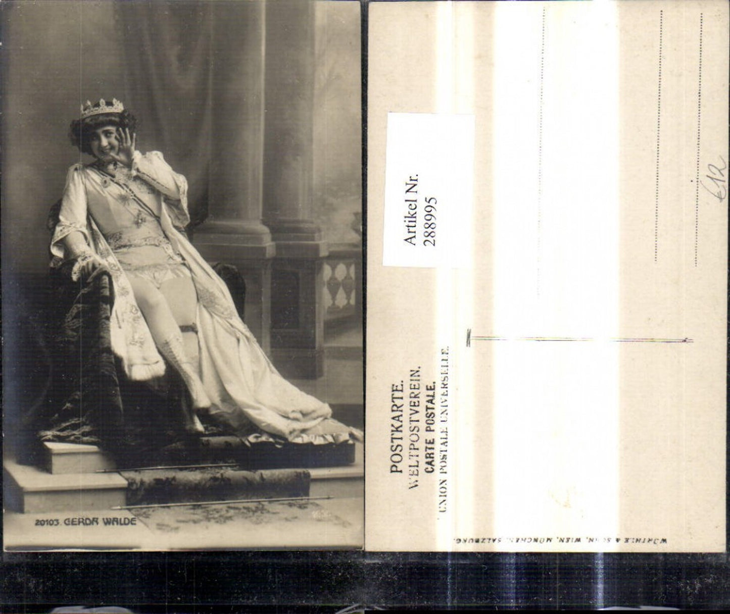 288995,Foto Ak Schauspielerin Gerda Walde