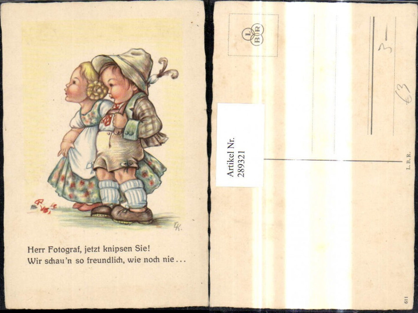 289321,Künstler Ak Kinder Zöpfe Hut Tracht Kleid Spruch