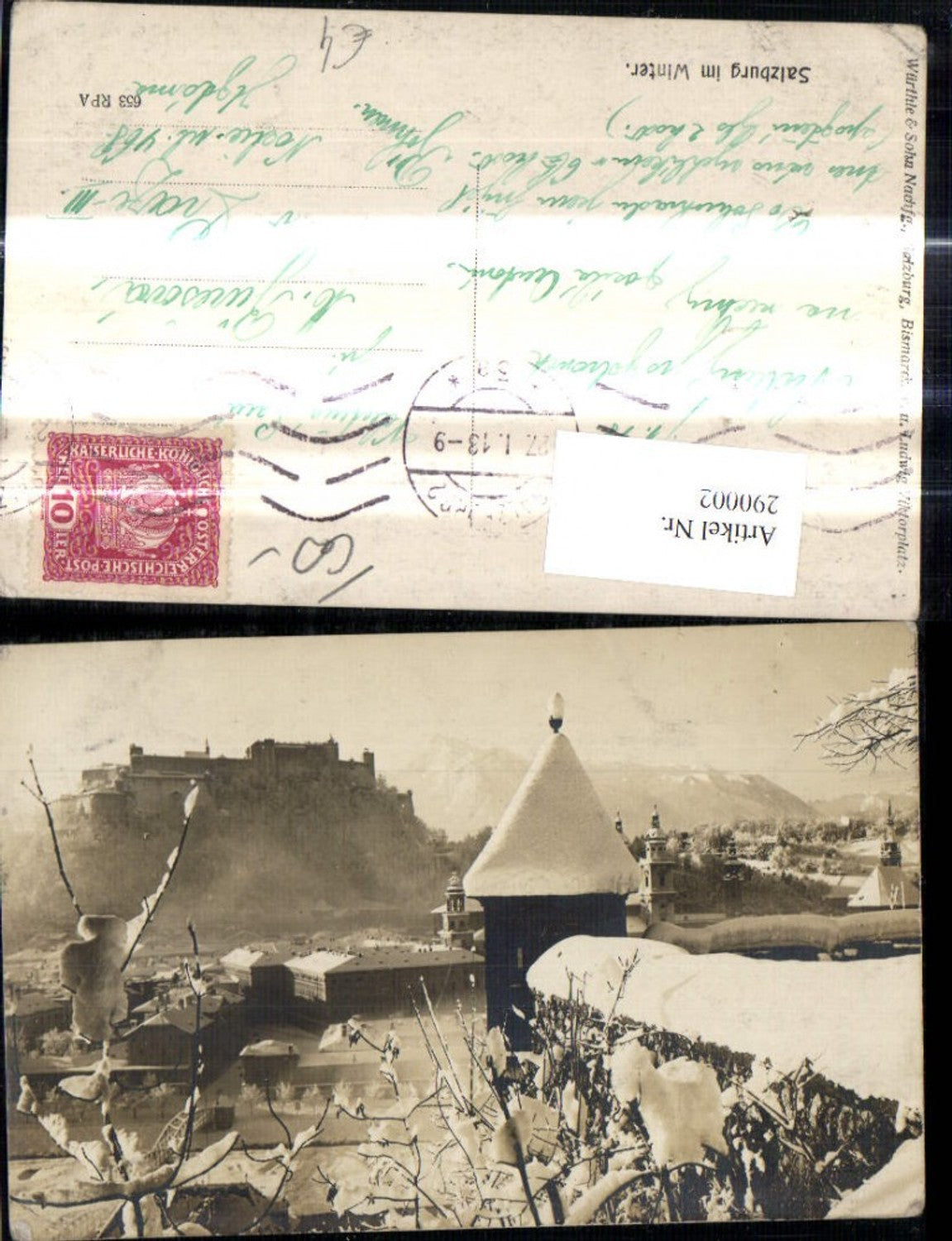 290002,Salzburg i. Winter Festung Hohensalzburg 1918