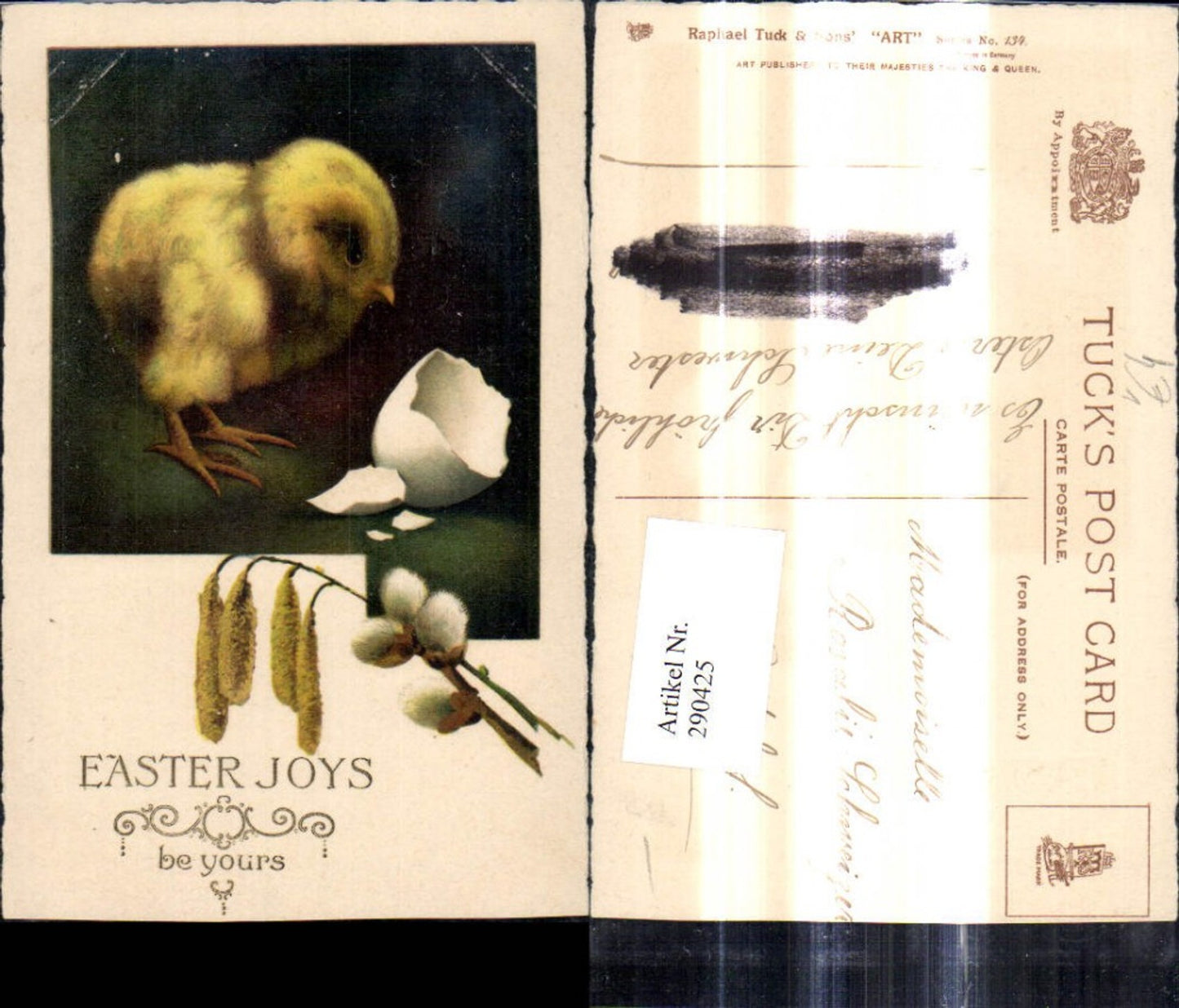 290425,Ostern Küken Eierschale Ei Palmkätzchen Zweig pub Raphael Tuck and Sons 134