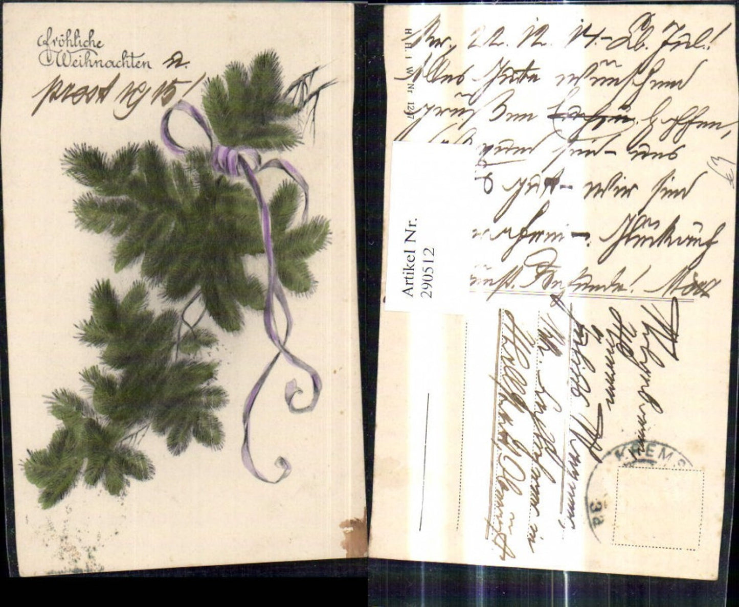 290512, Artist Ak Christmas Fir branch Bow