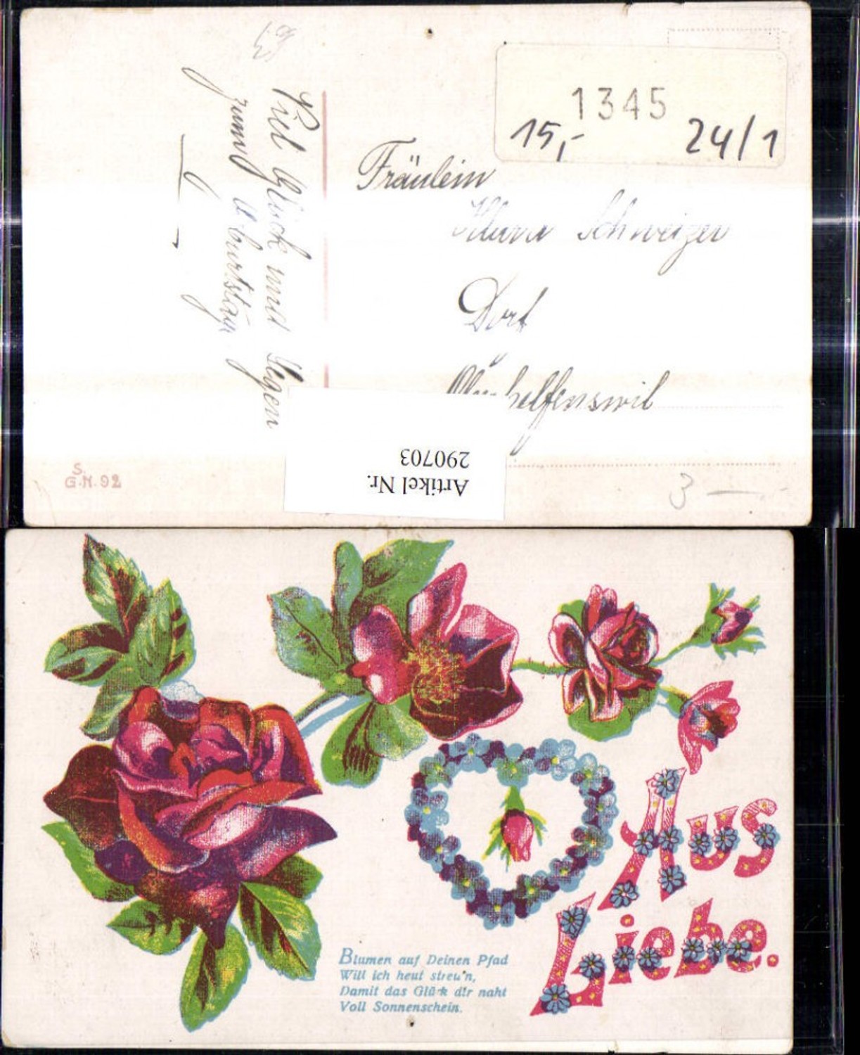 290703,Aus Liebe Blumen auf deinen Pfad Rosen Herz Vergissmeinnicht Spruch Zitat