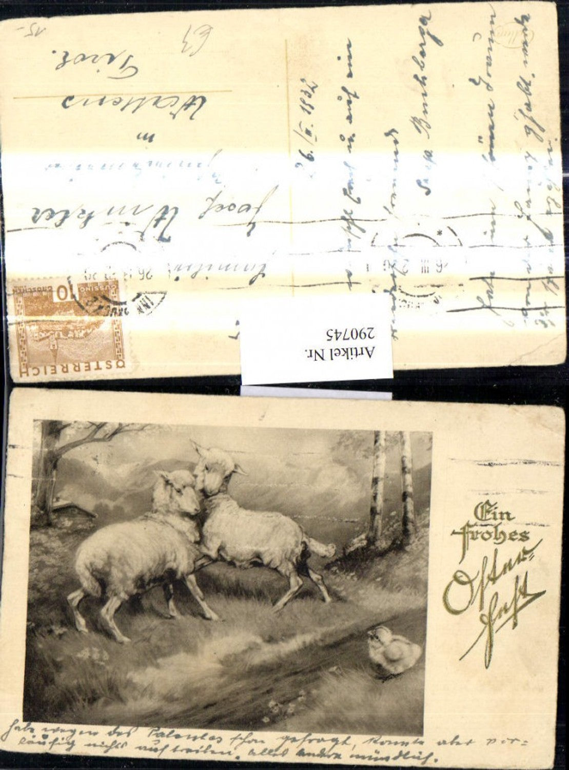 290745, Artist AK Easter Sheep with Chicks Landscape Embosser Gold Lettering