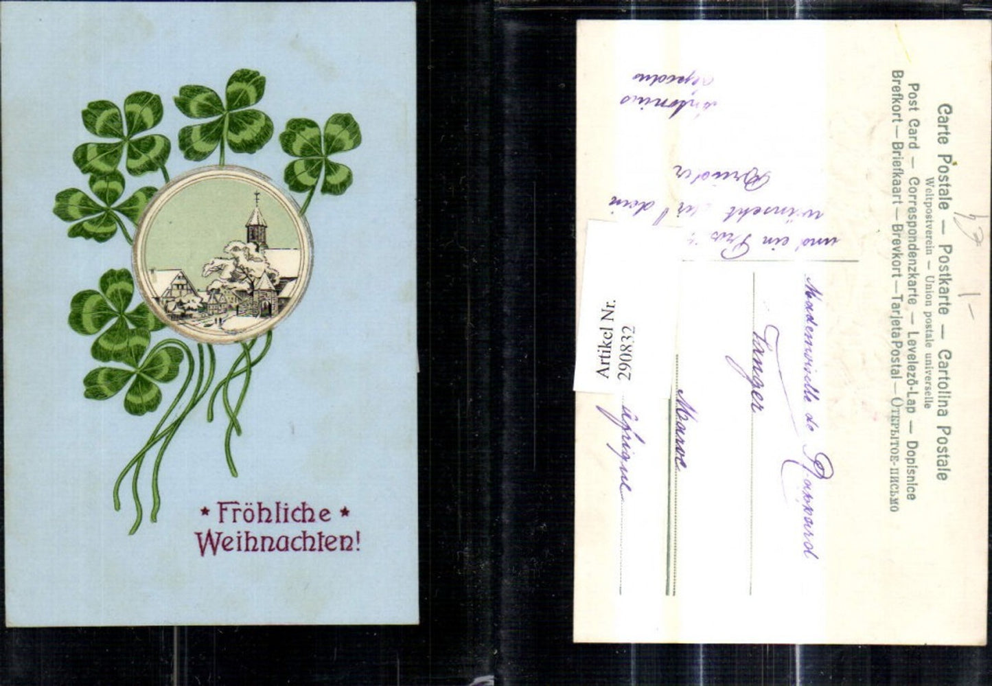 290832, Embossed Christmas Winter Village Passepartout Clover Clover Leaves