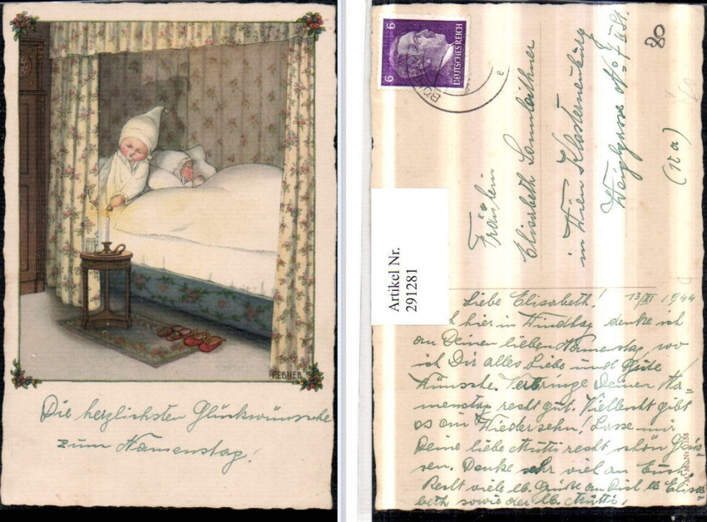 291281,Künstler AK Pauli Ebner Kinder im Bett Schlafmütze Kerze pub M. Munk 1158