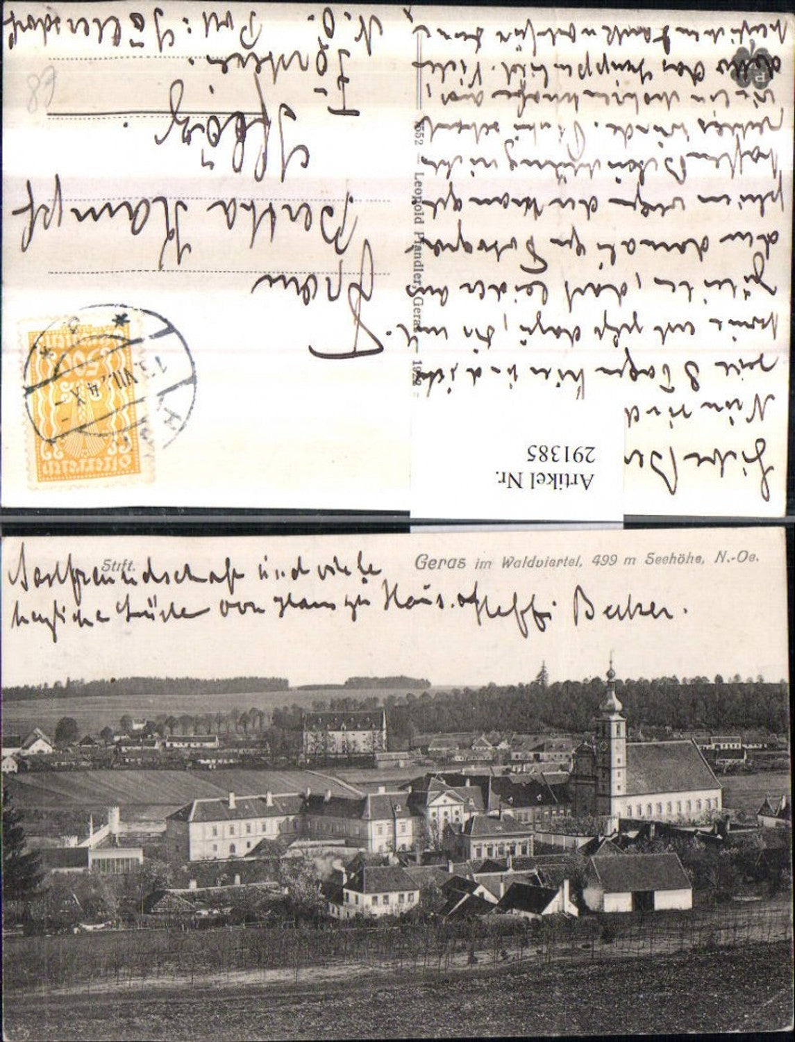 291385,Geras im Waldviertel Teilansicht m. Stift