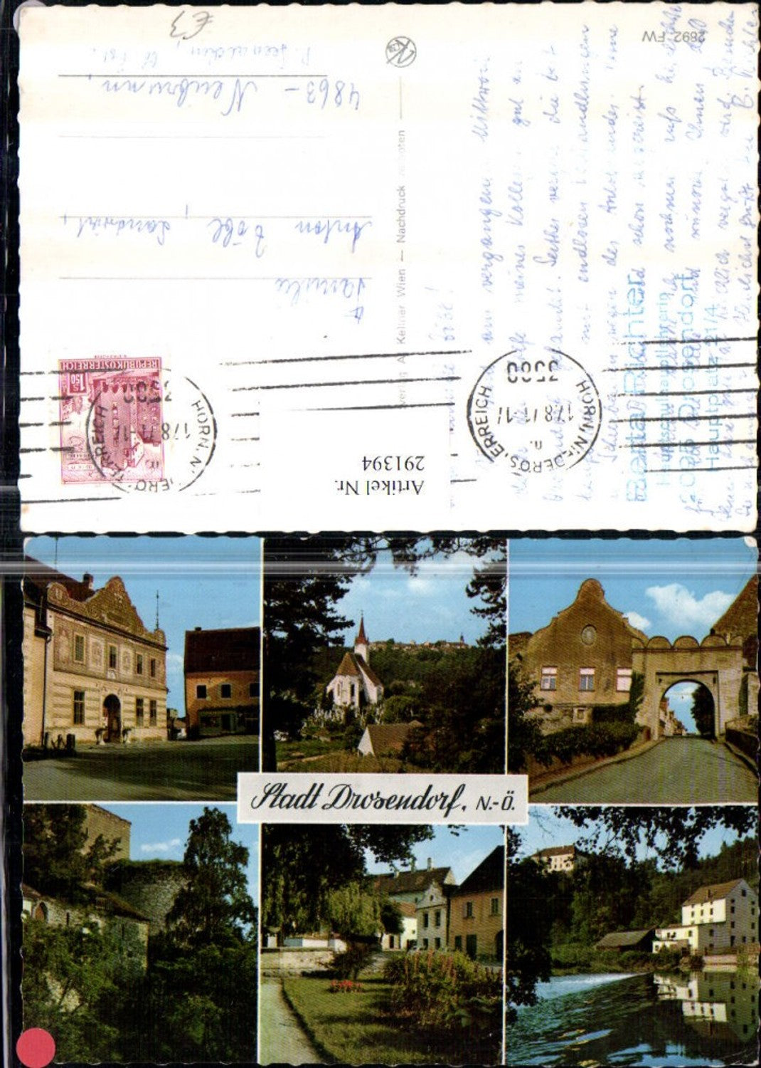 291394,Stadt Drosendorf Teilansicht Kirche Tor Wehr Straßenansicht Mehrbildkarte