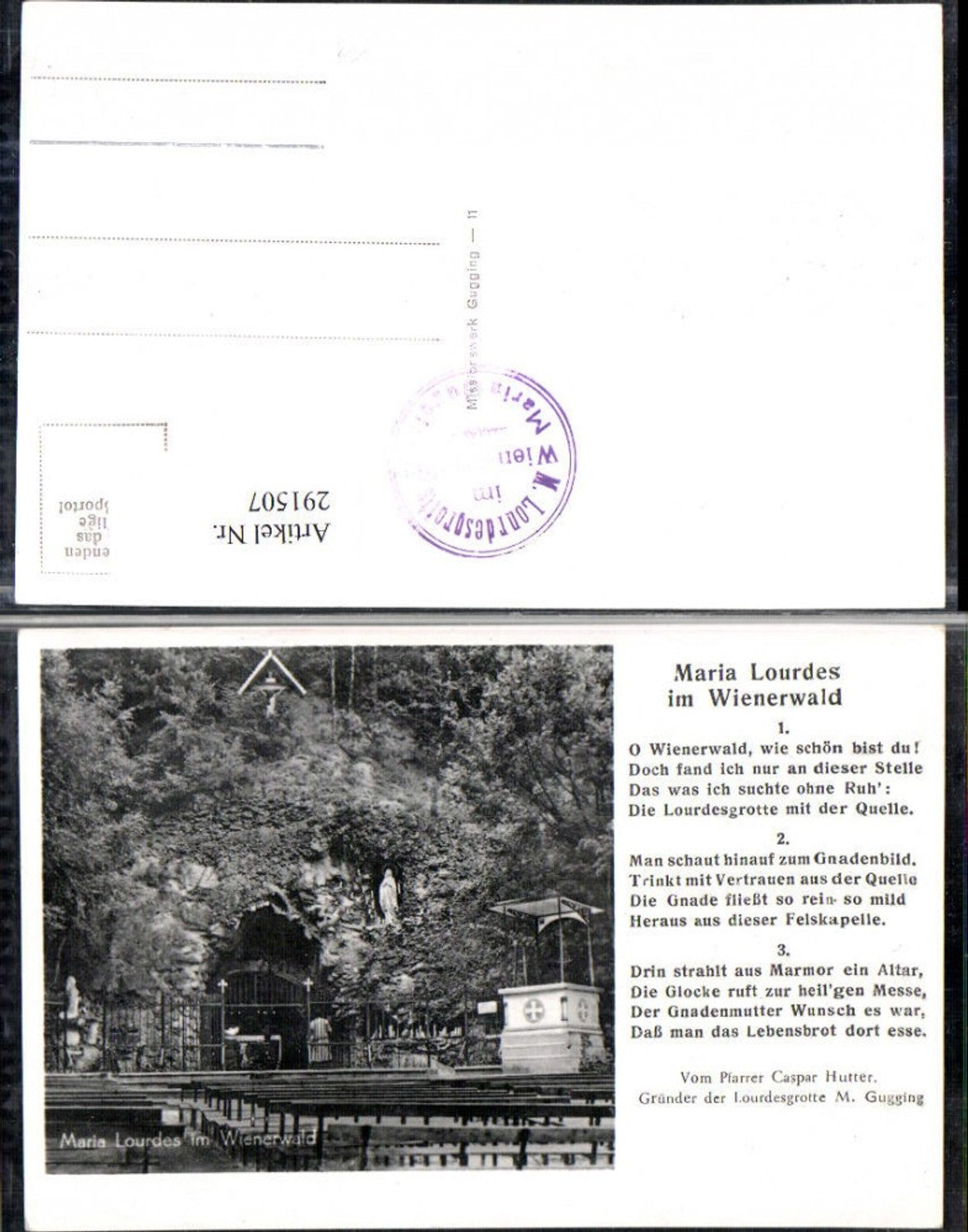 291507,Maria Lourdes im Wienerwald Grotte Text