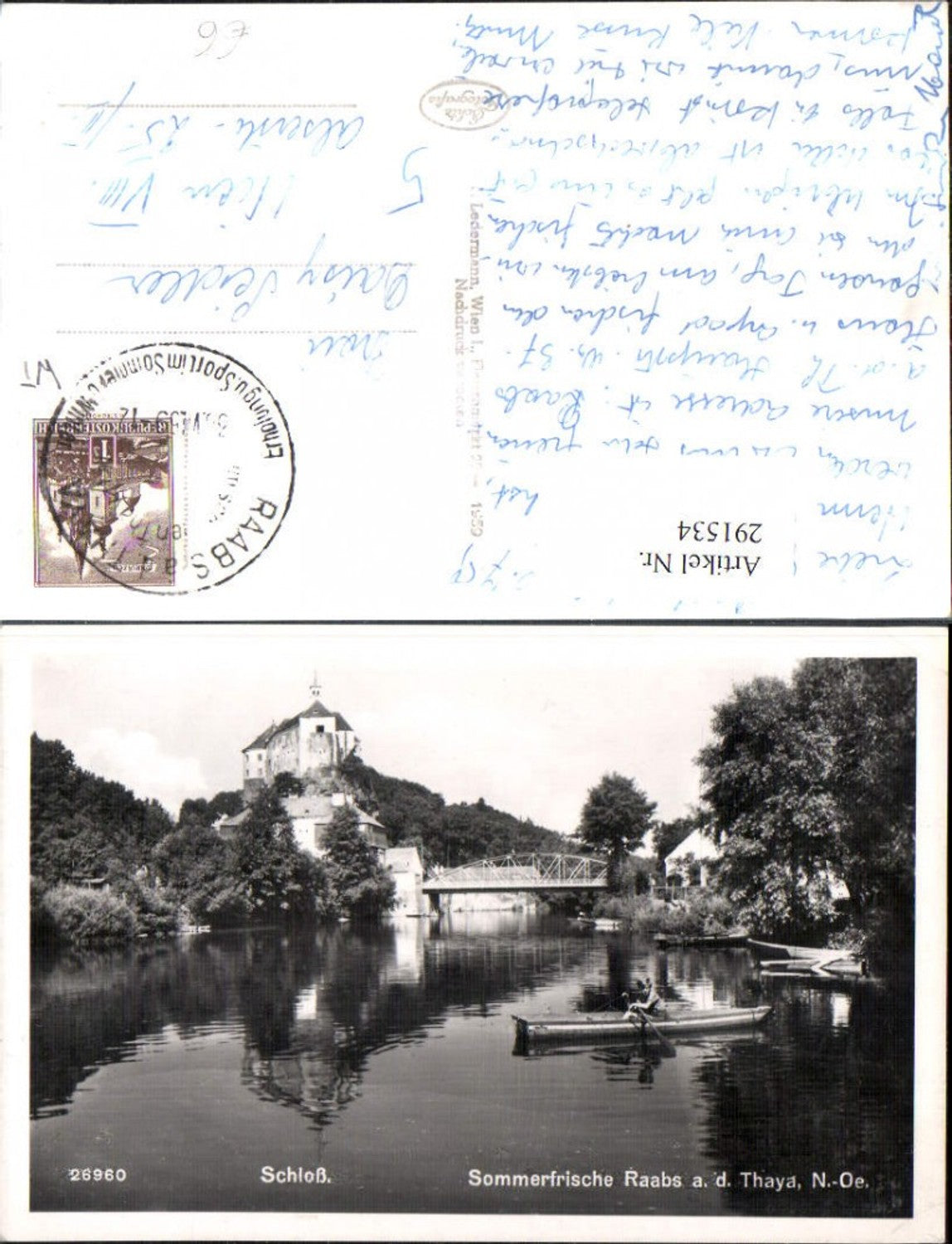 291534,Raabs an d. Thaya Schloss Brücke Ruderboot