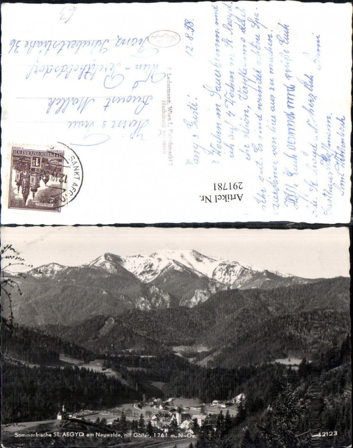 291781,St. Aegyd am Neuwalde Totale m. Göller Bergkulisse