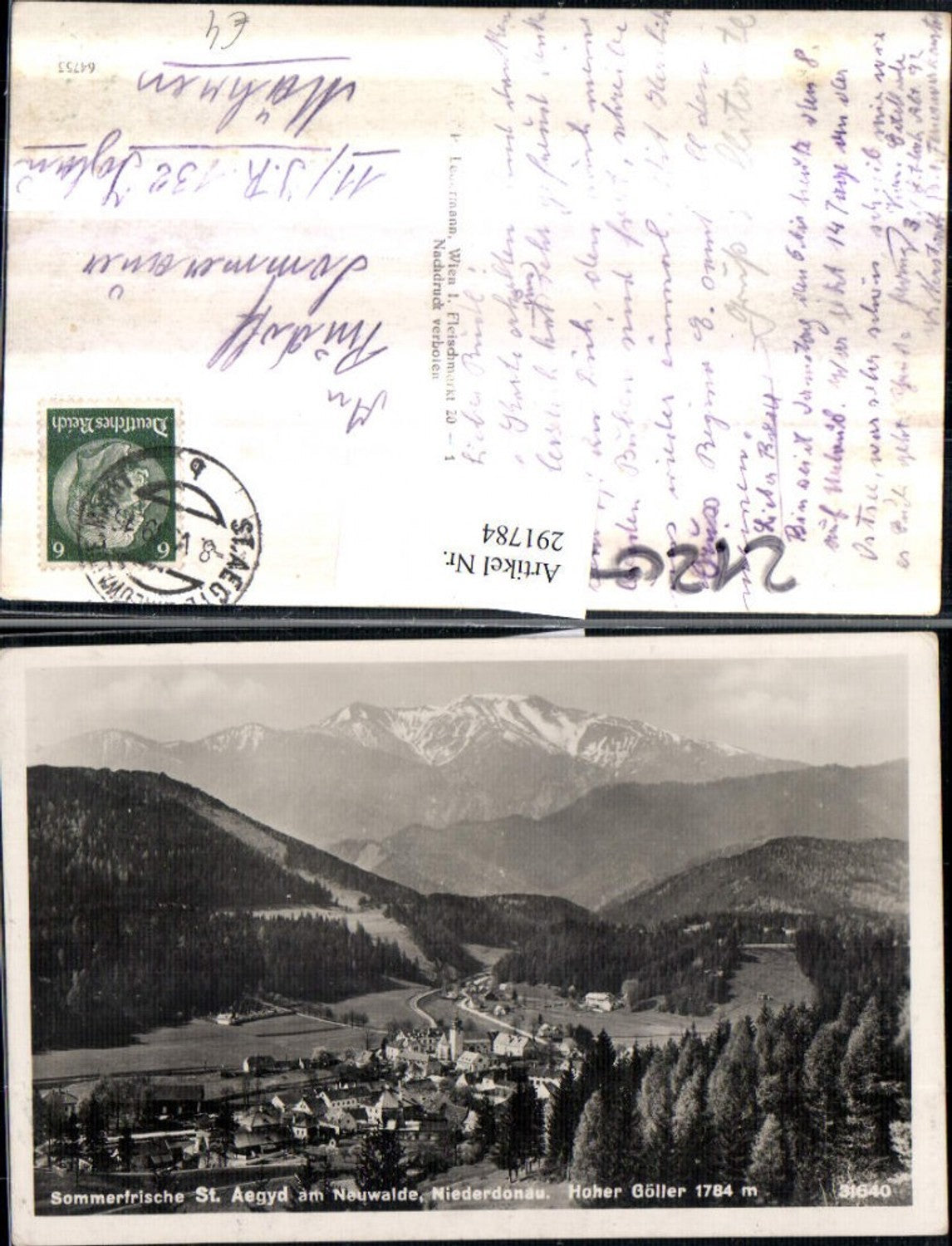 291784,St. Aegyd am Neuwalde Totale m. Hoher Göller Bergkulisse