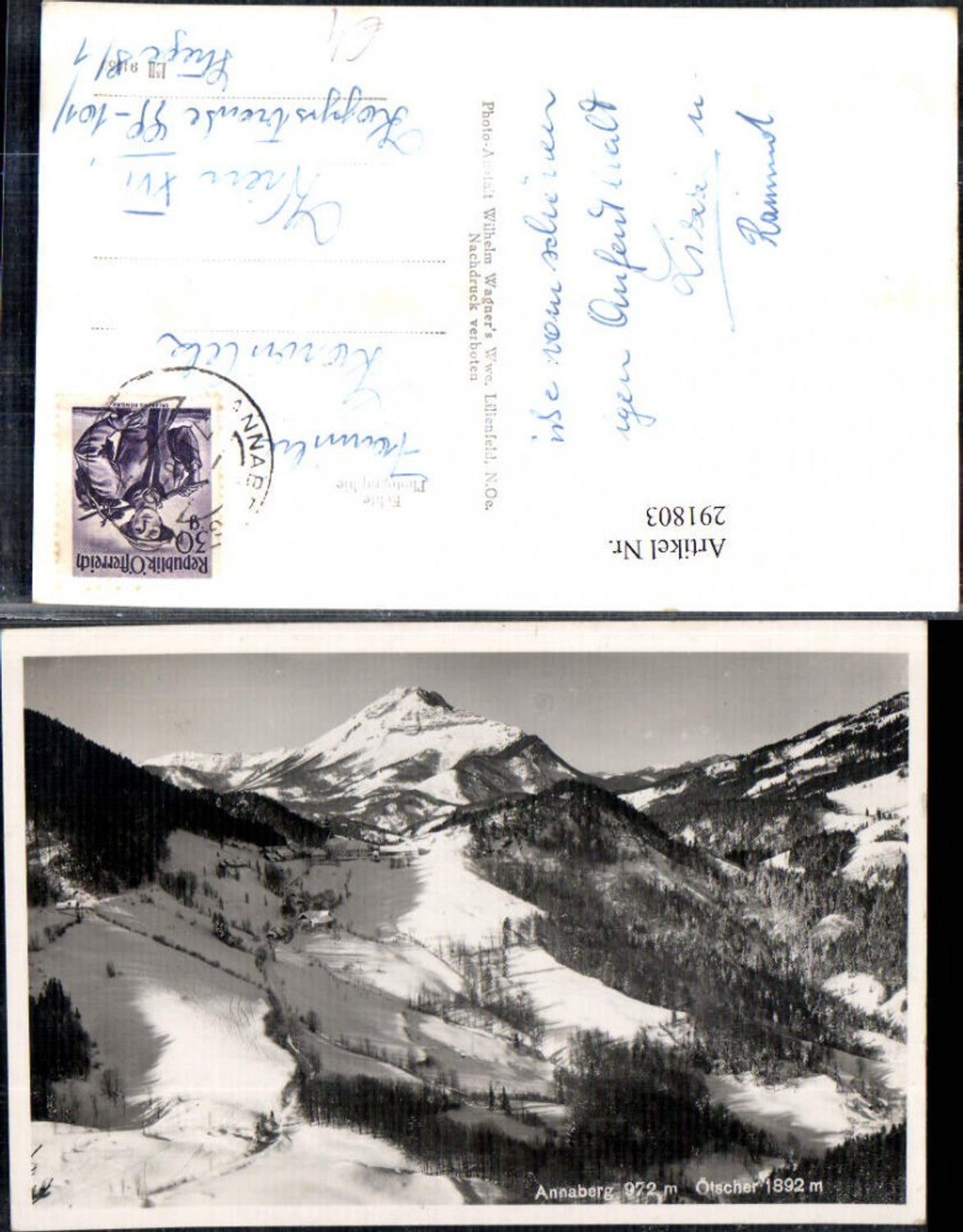 291803,Annaberg Totale geg. Ötscher Bergkulisse Winterbild