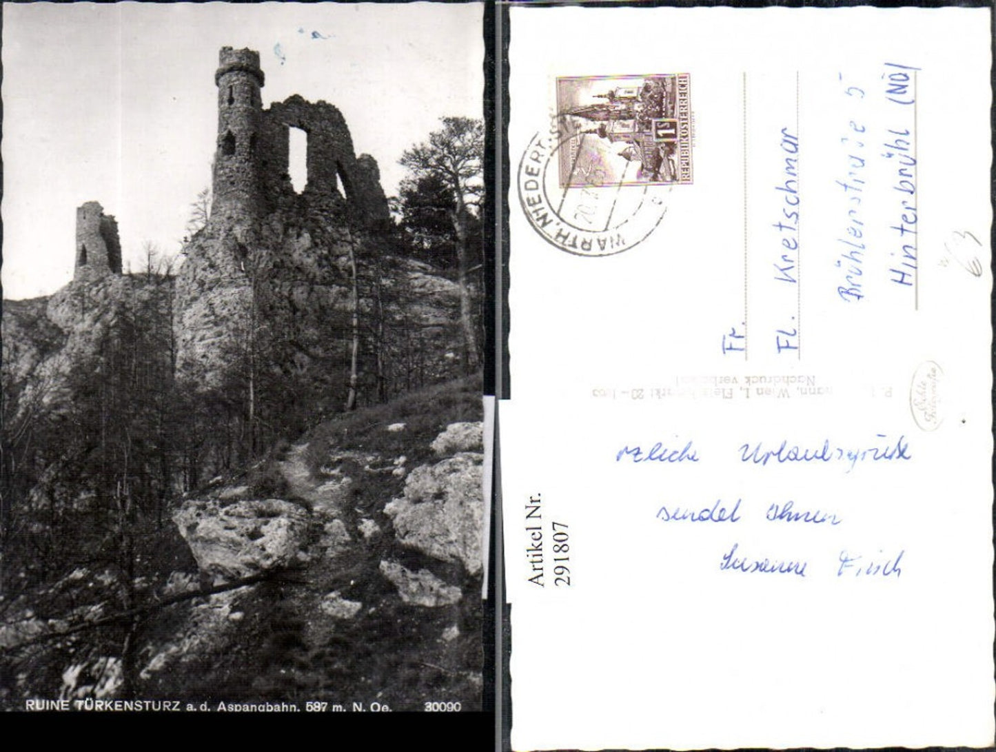 291807,Ruine Türkensturz an d. Aspangbahn b. Seebenstein