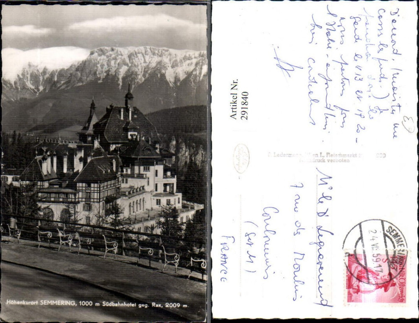 291840,Semmering Südbahnhotel geg. Rax Bergkulisse