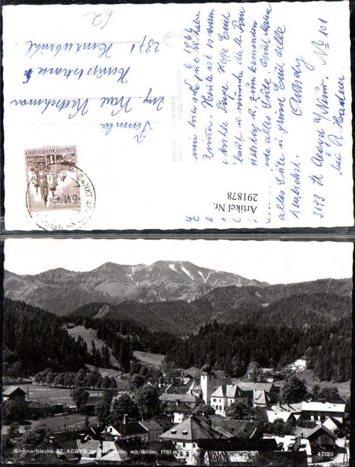 291878,St. Aegyd am Neuwalde Totale m. Göller Bergkulisse