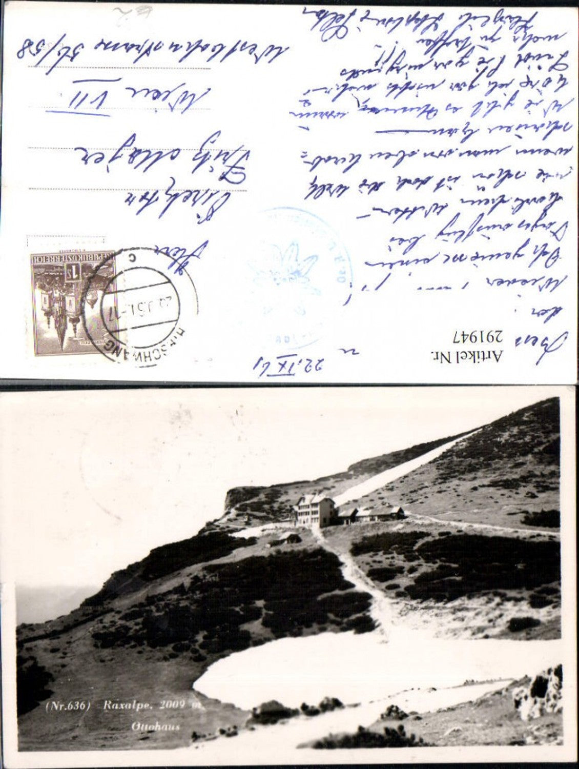 291947,Raxalpe Ottohaus Berghütte b. Reichenau an d. Rax