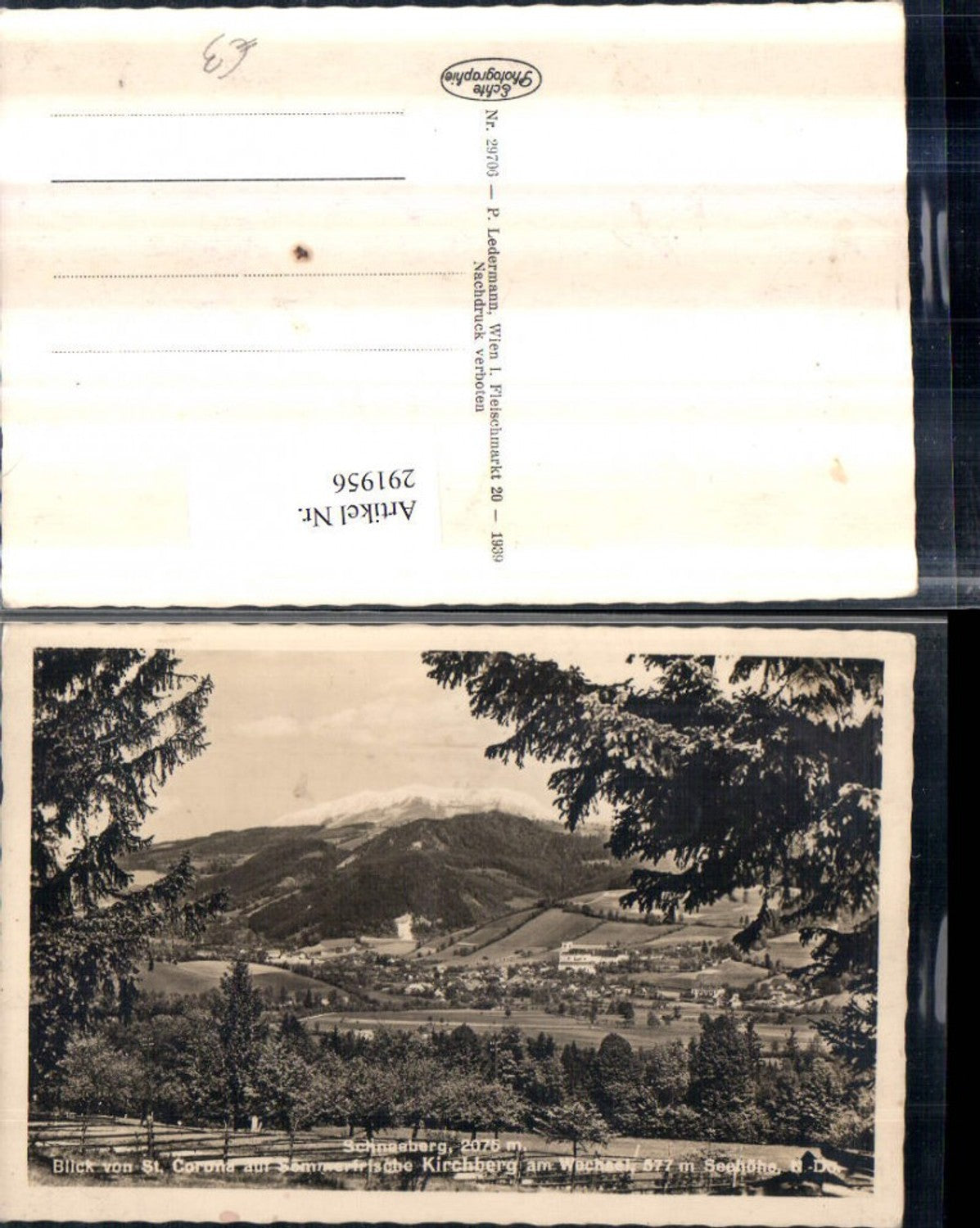 291956,Blick von St. Corona auf Kirchberg am Wechsel Totale m. Schneeberg