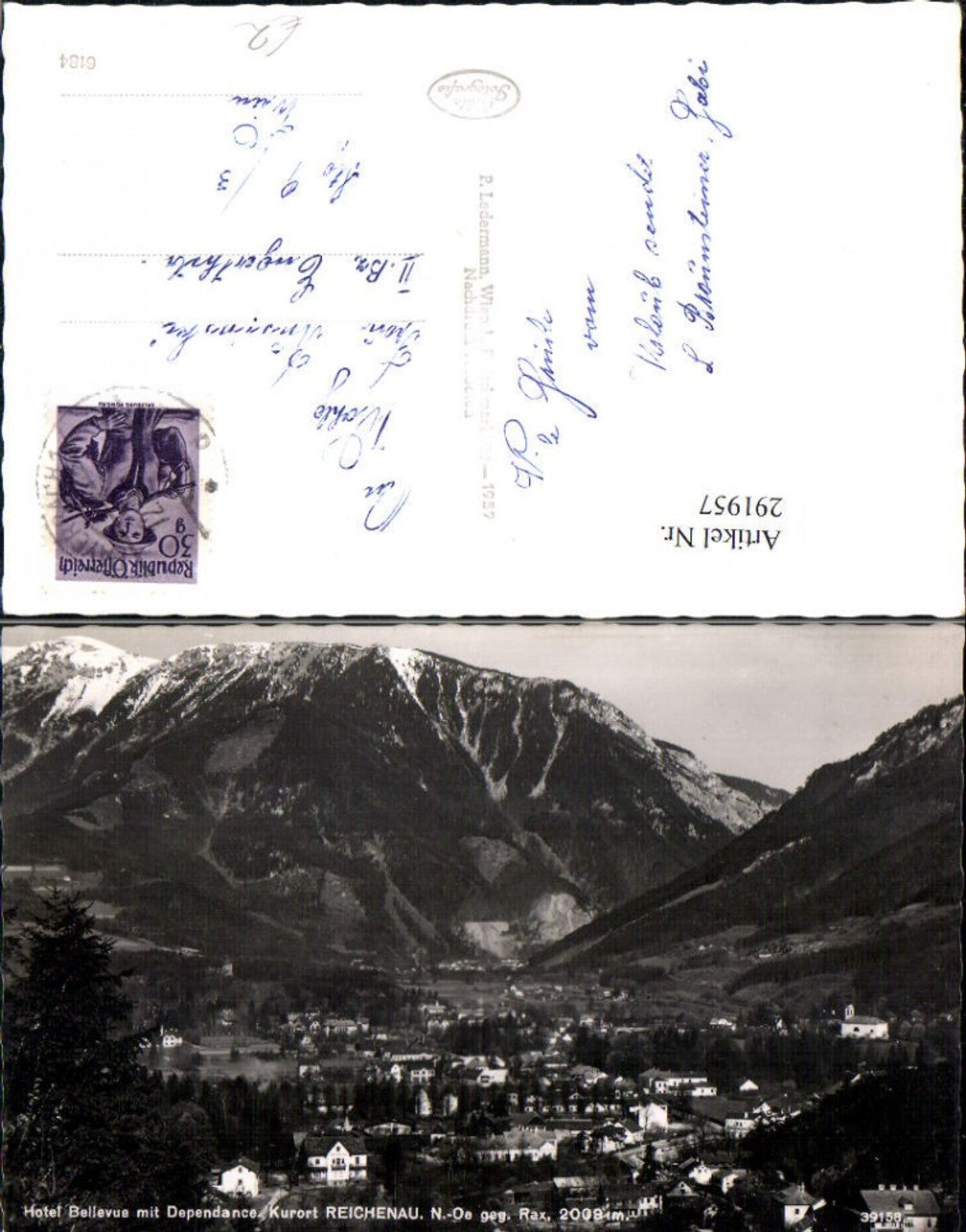 291957,Reichenau Totale Hotel Bellevue geg. Rax Bergkulisse