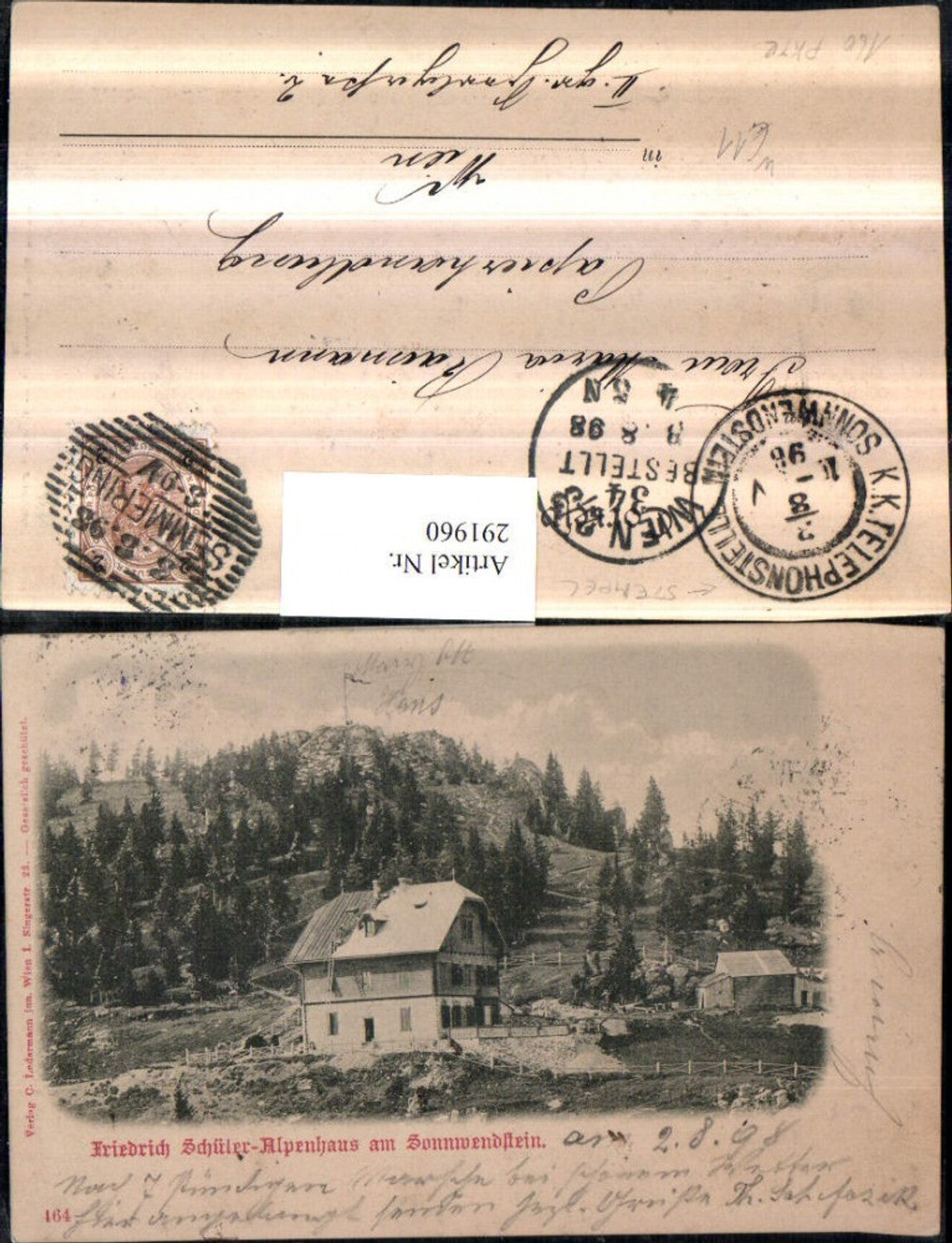 291960,Friedrich Schüler-Alpenhaus Berghütte am Sonnwendstein b. Semmering