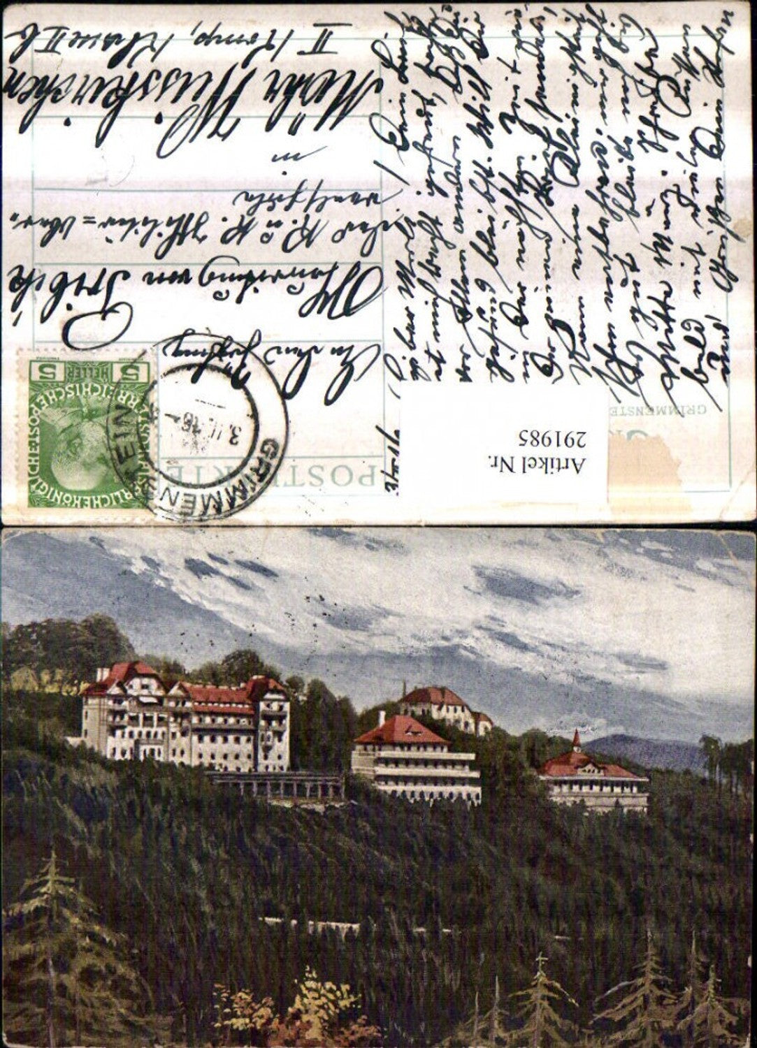 291985,Künstler AK Sanatorium Grimmenstein an d. Aspangbahn